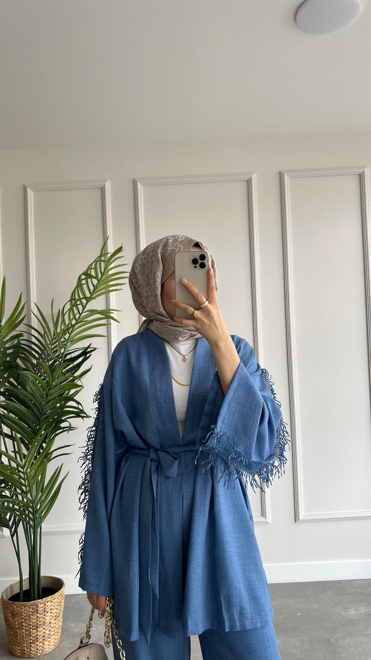 Şerit Süs Kimono Takım