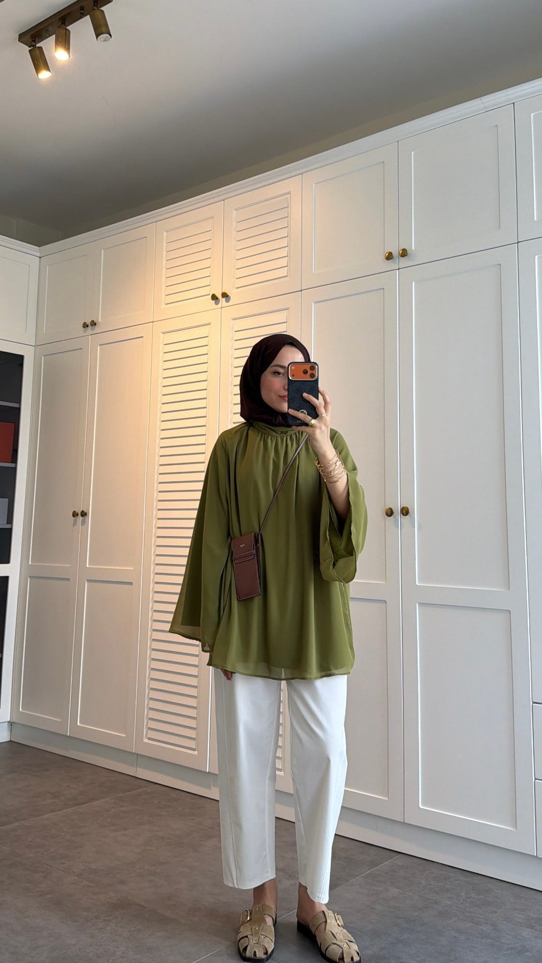 Şifon Dökümlü Bluz Olive