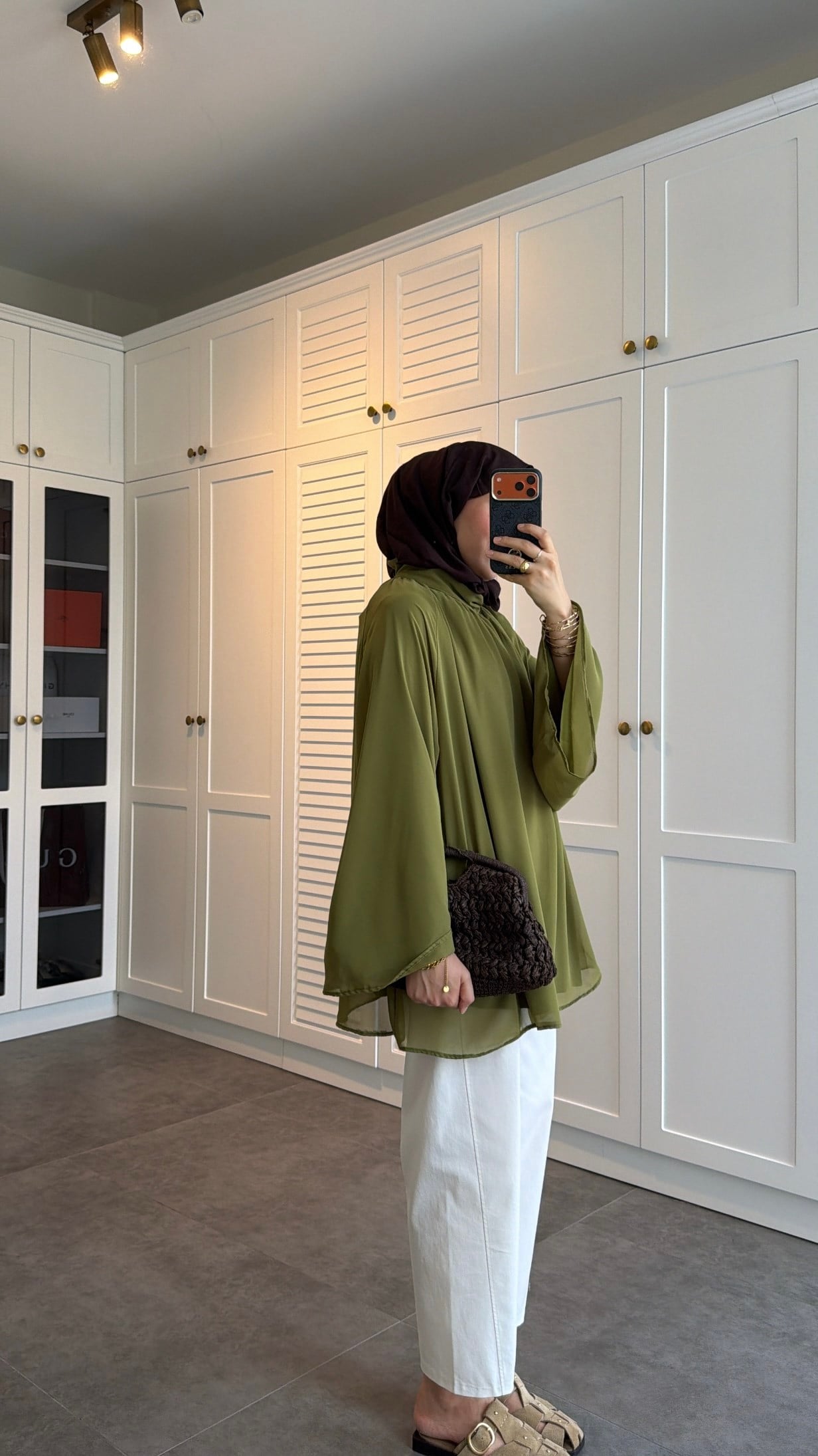 Şifon Dökümlü Bluz Olive