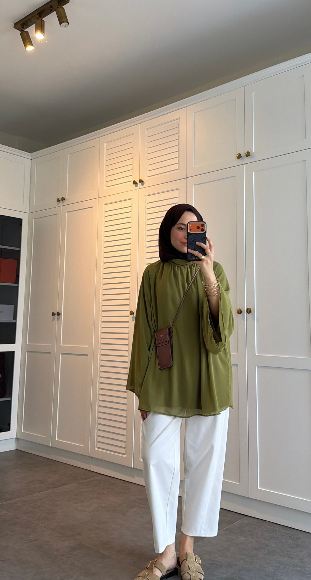 Şifon Dökümlü Bluz Olive