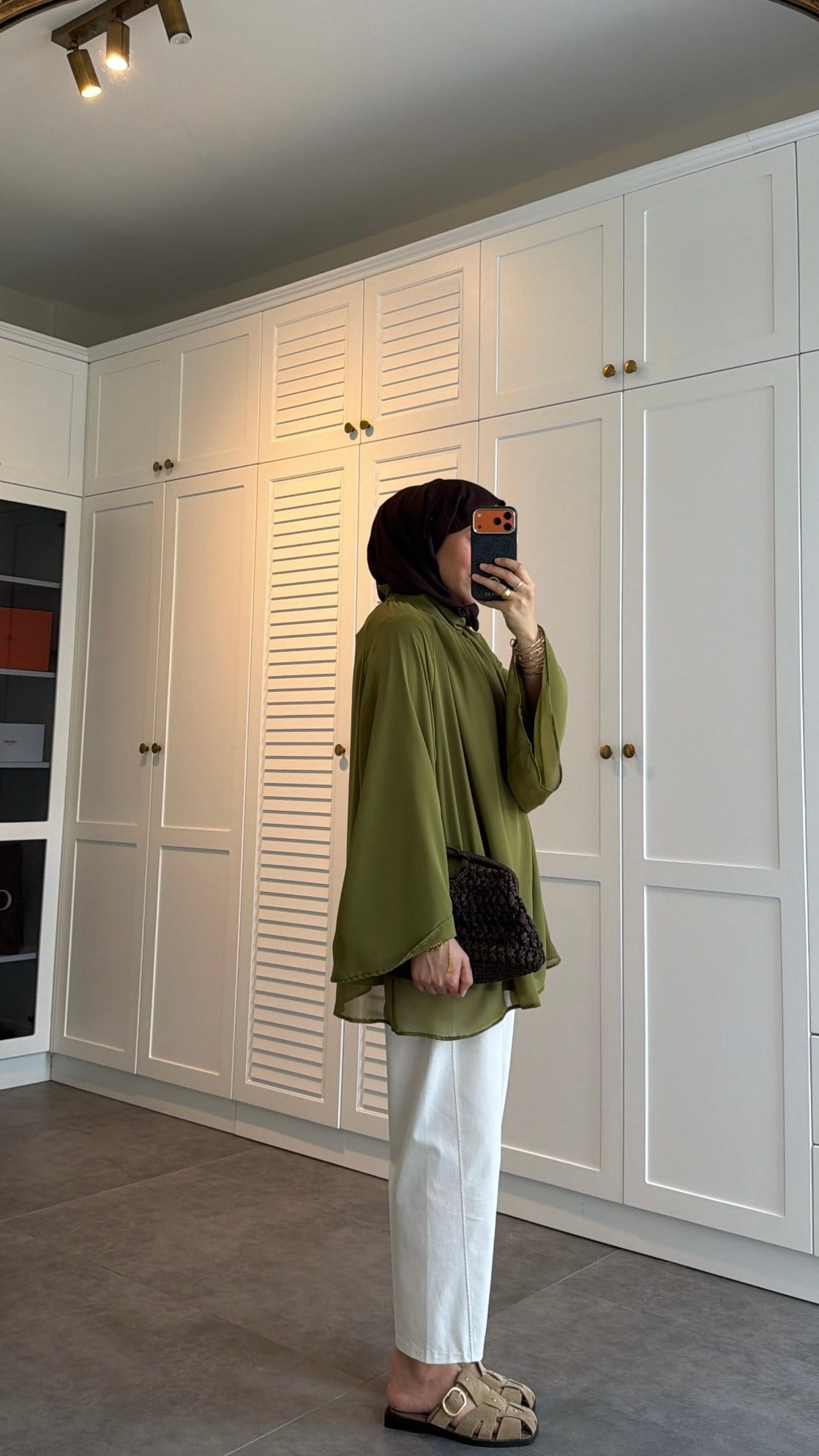 Şifon Dökümlü Bluz Olive