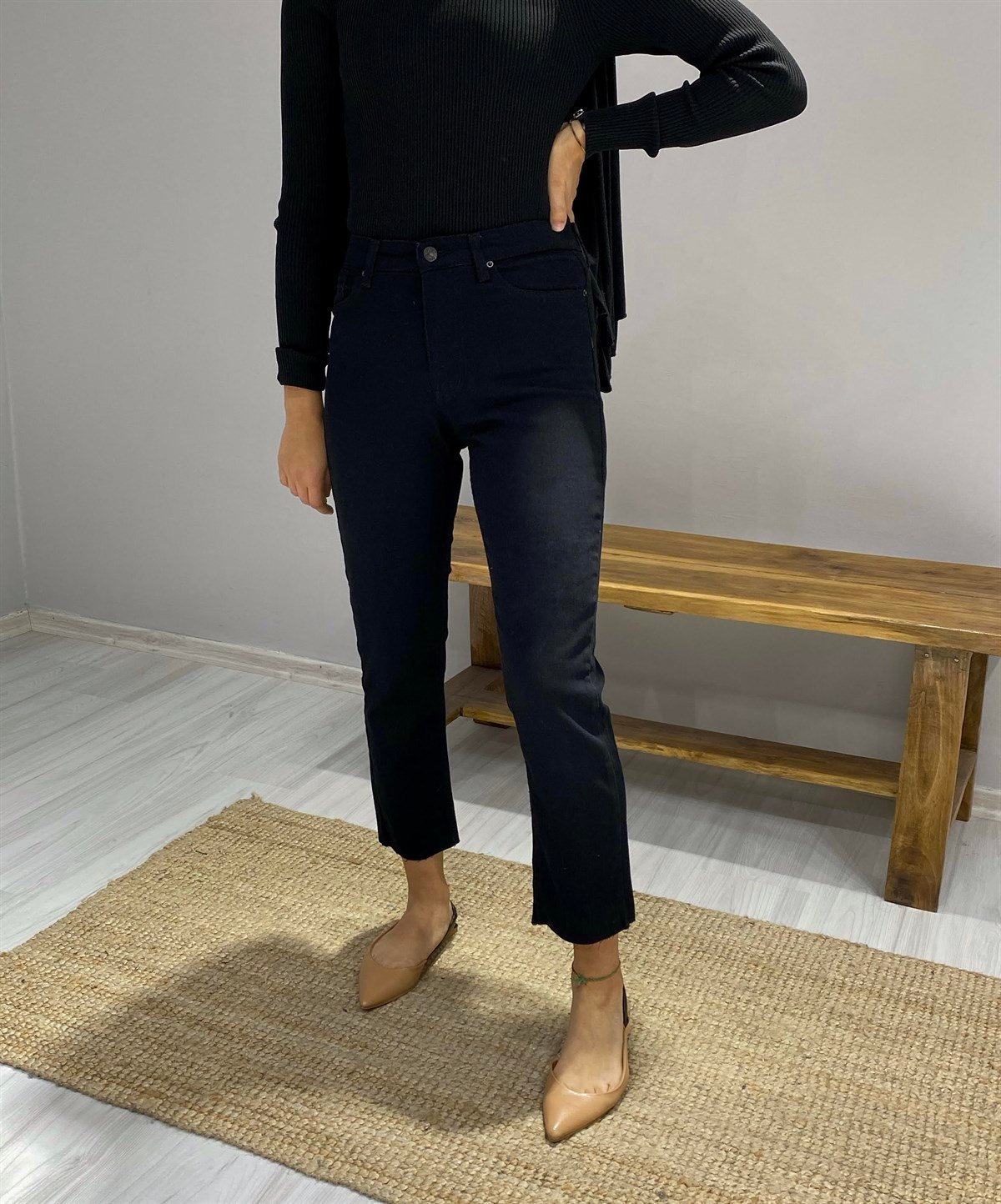 Siyah Mom Fit Jean