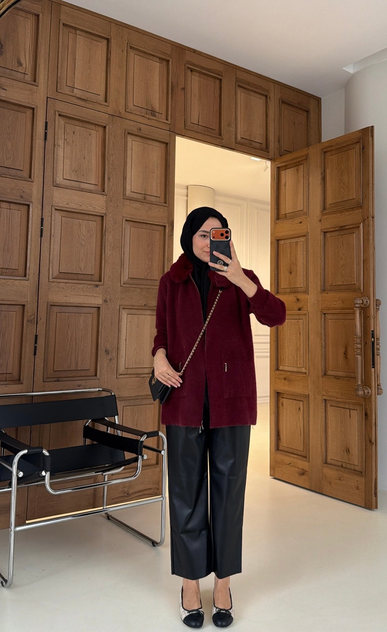 Soft Kürk Detaylı Hırka Burgonya