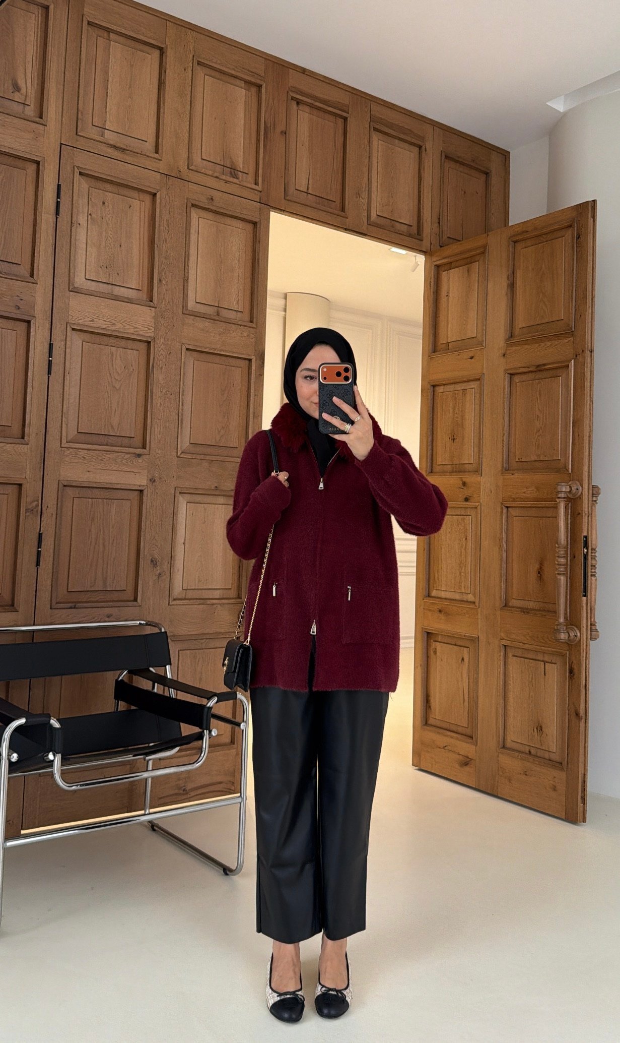 Soft Kürk Detaylı Hırka Burgonya
