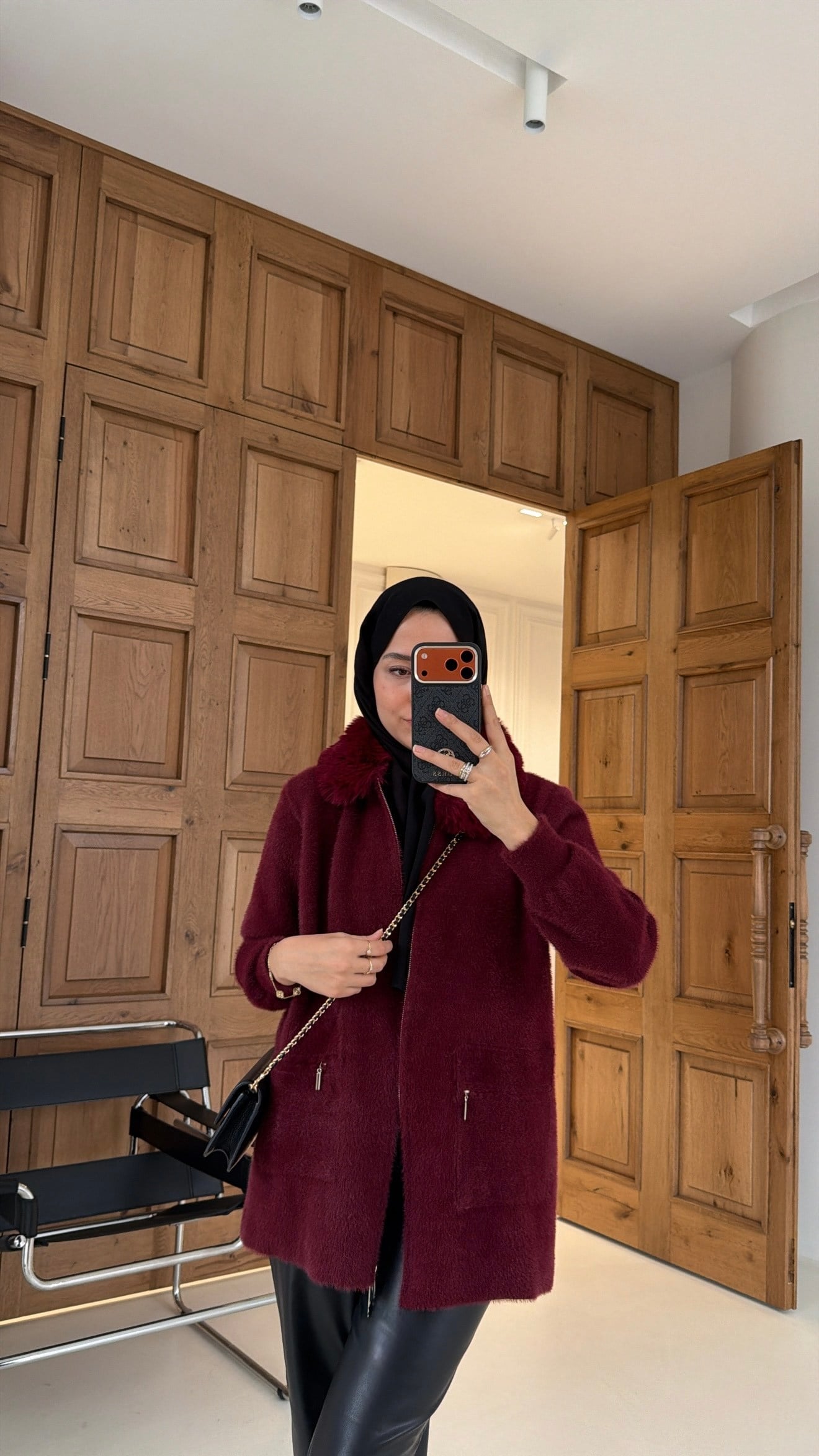 Soft Kürk Detaylı Hırka Burgonya