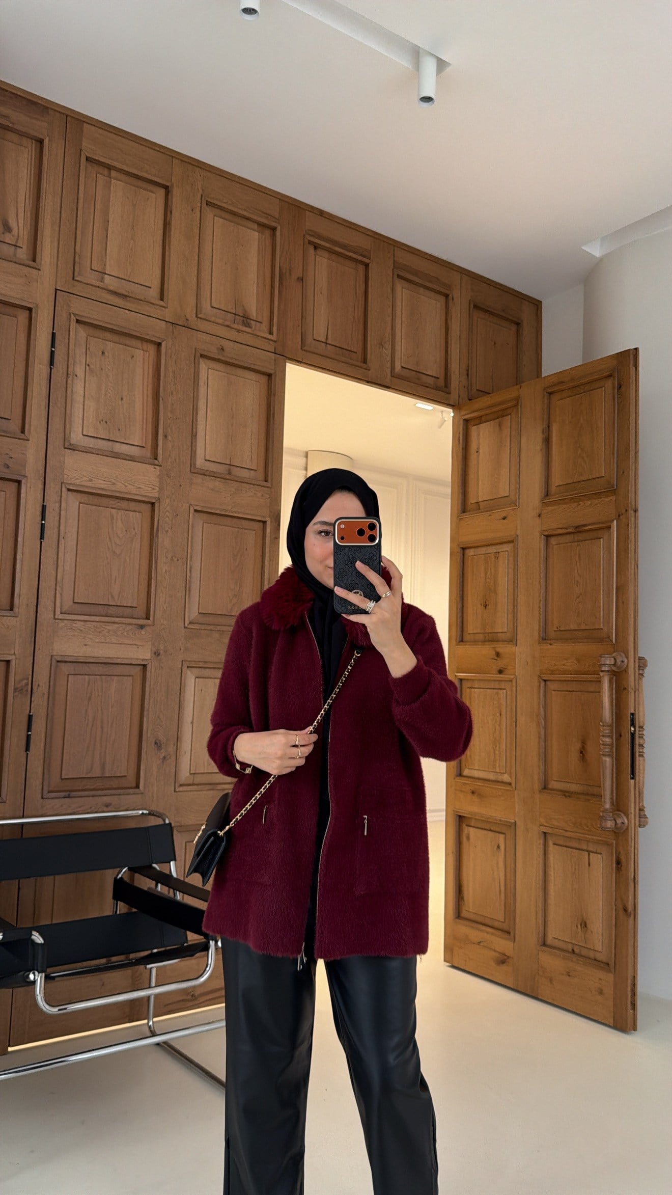 Soft Kürk Detaylı Hırka Burgonya