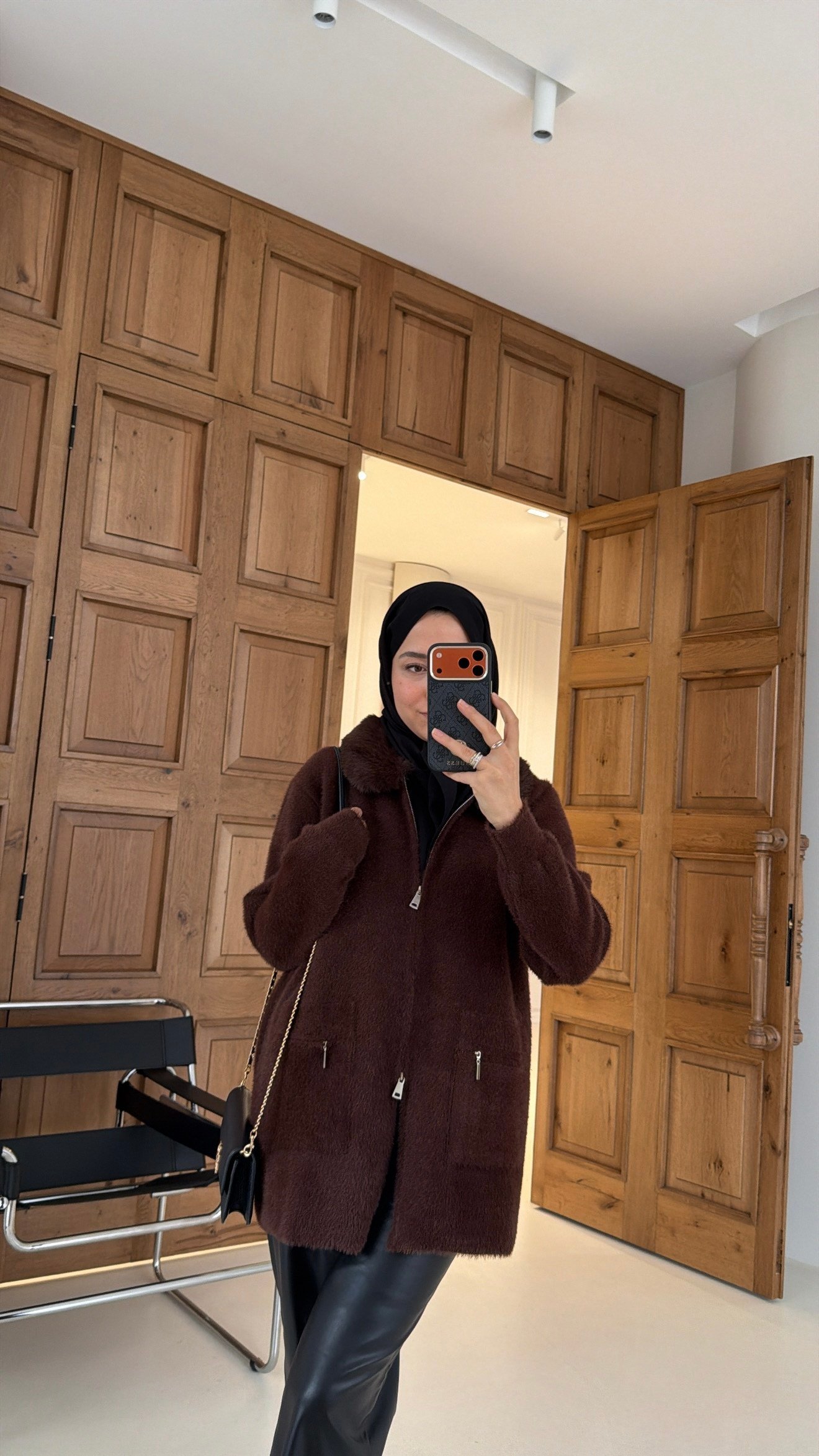 Soft Kürk Detaylı Hırka Kahve