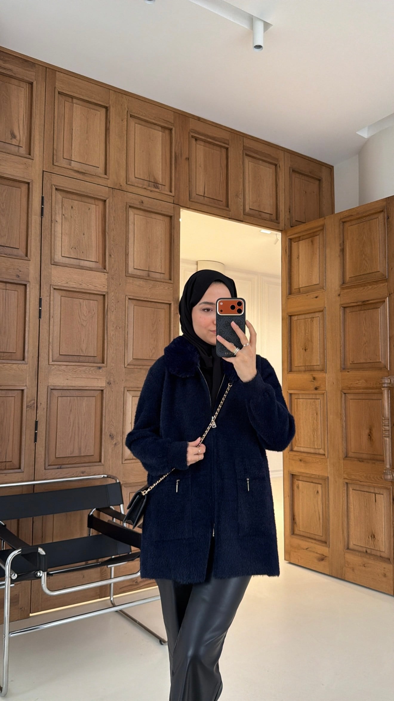 Soft Kürk Detaylı Hırka Lacivert
