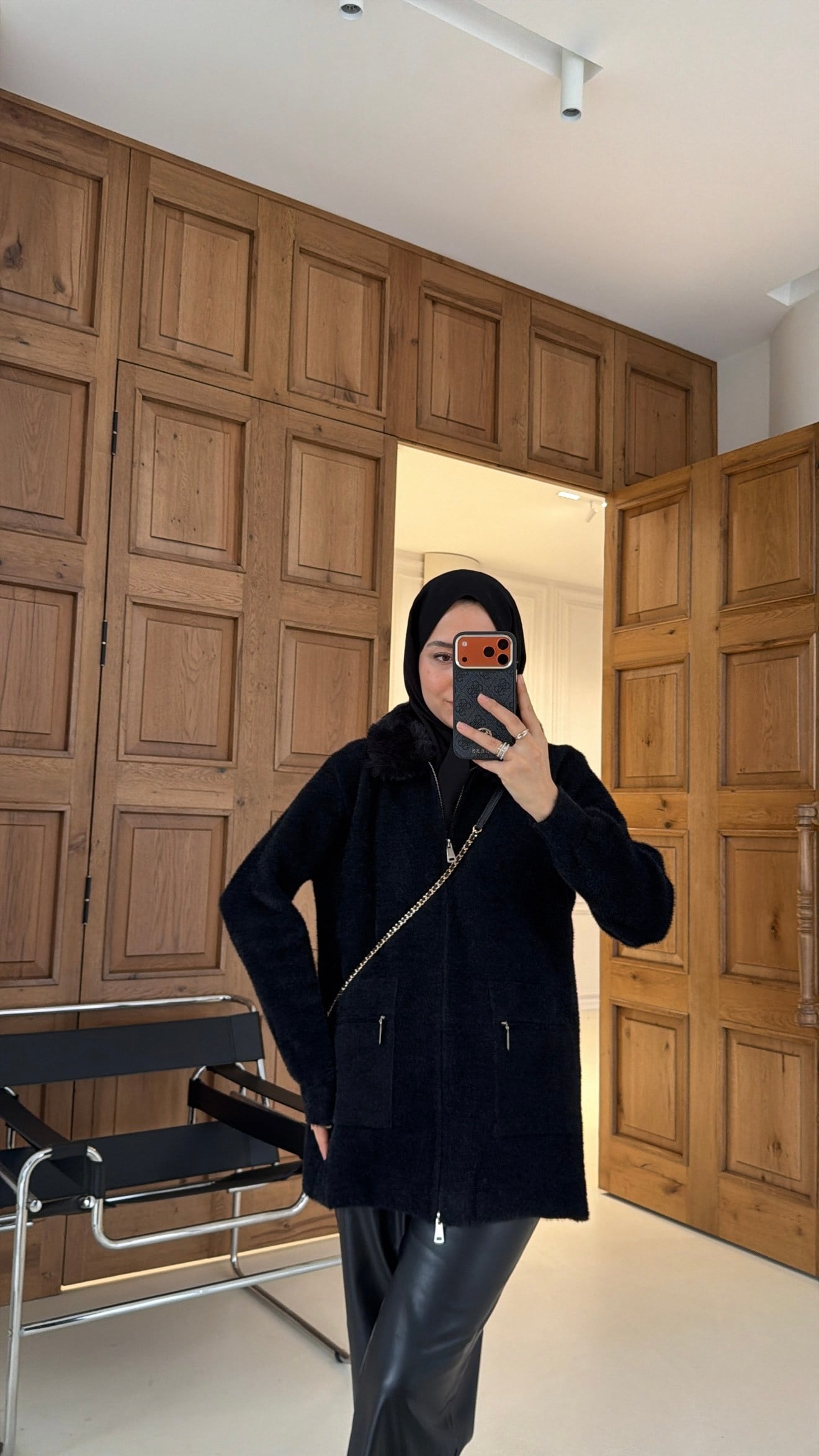 Soft Kürk Detaylı Hırka Siyah