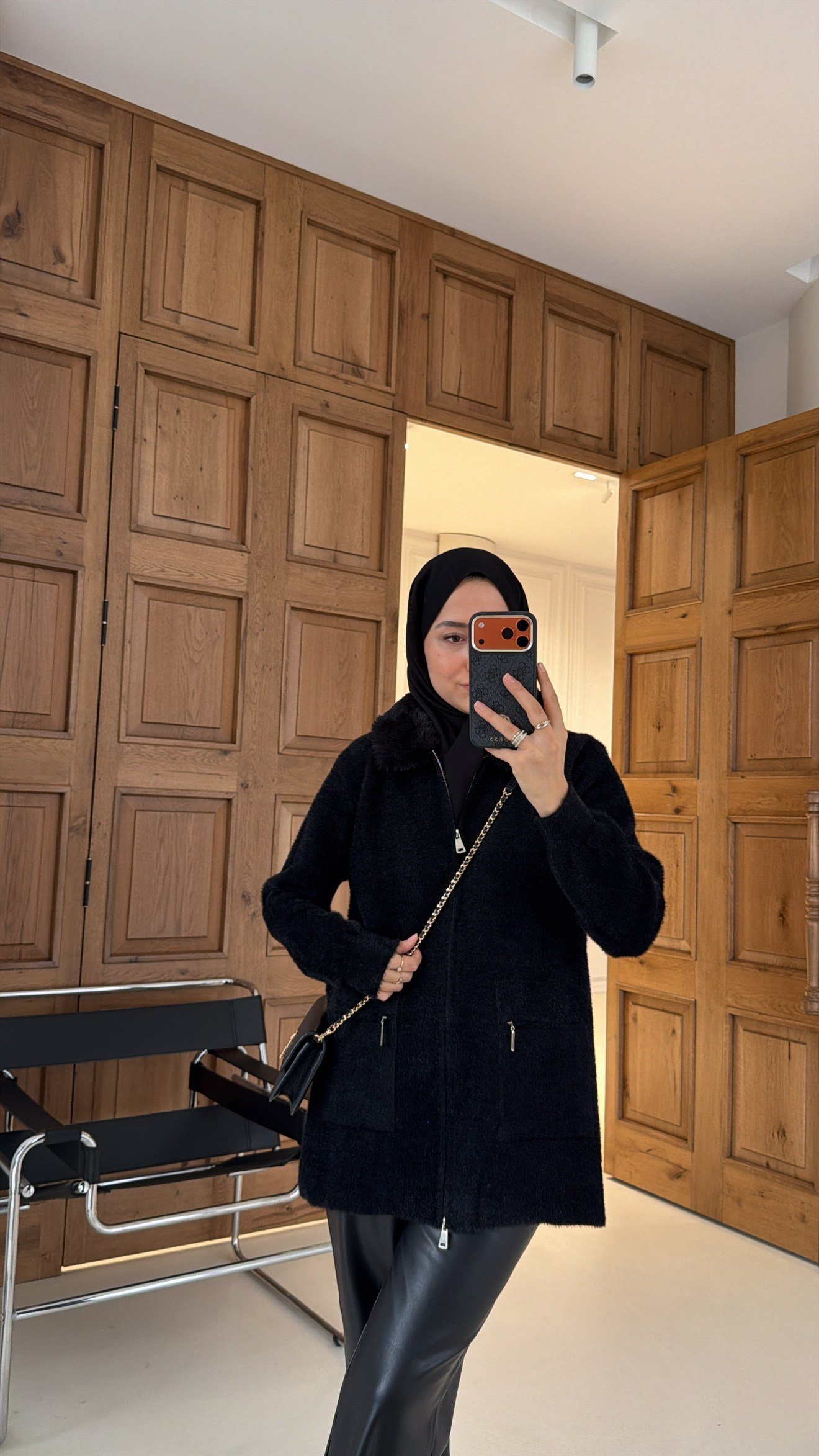 Soft Kürk Detaylı Hırka Siyah