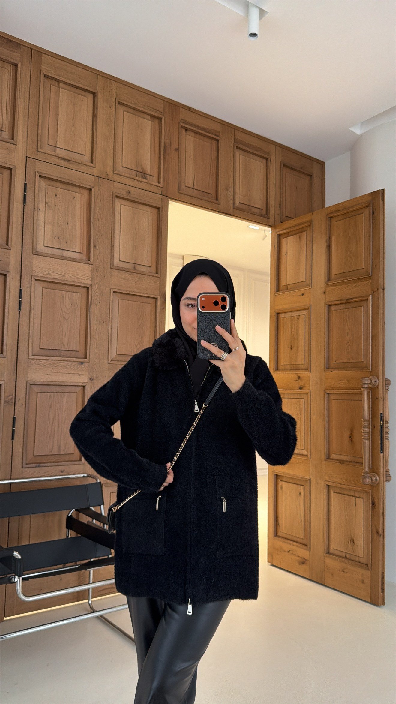 Soft Kürk Detaylı Hırka Siyah