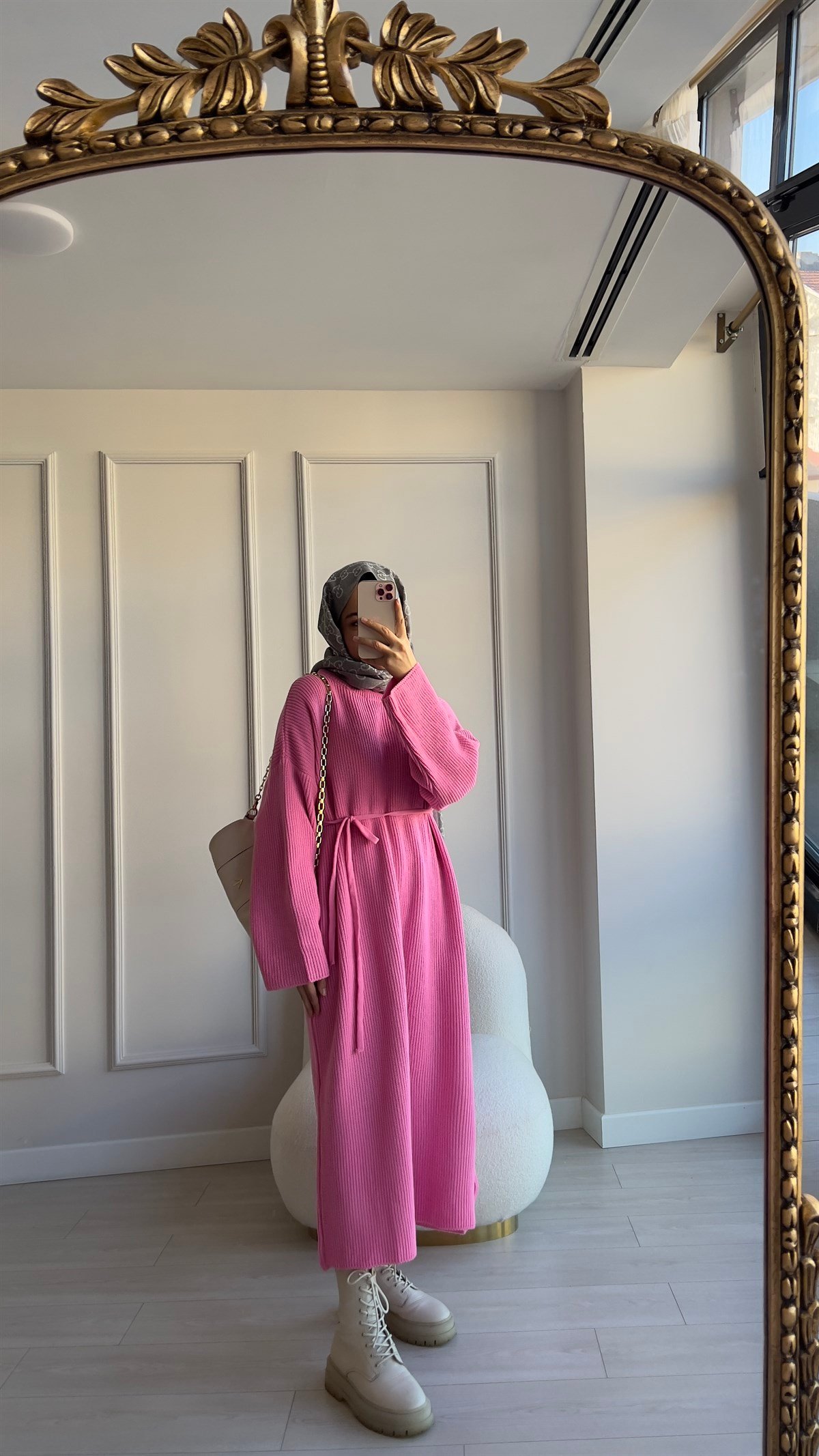 Triko Elbise --Pembe 