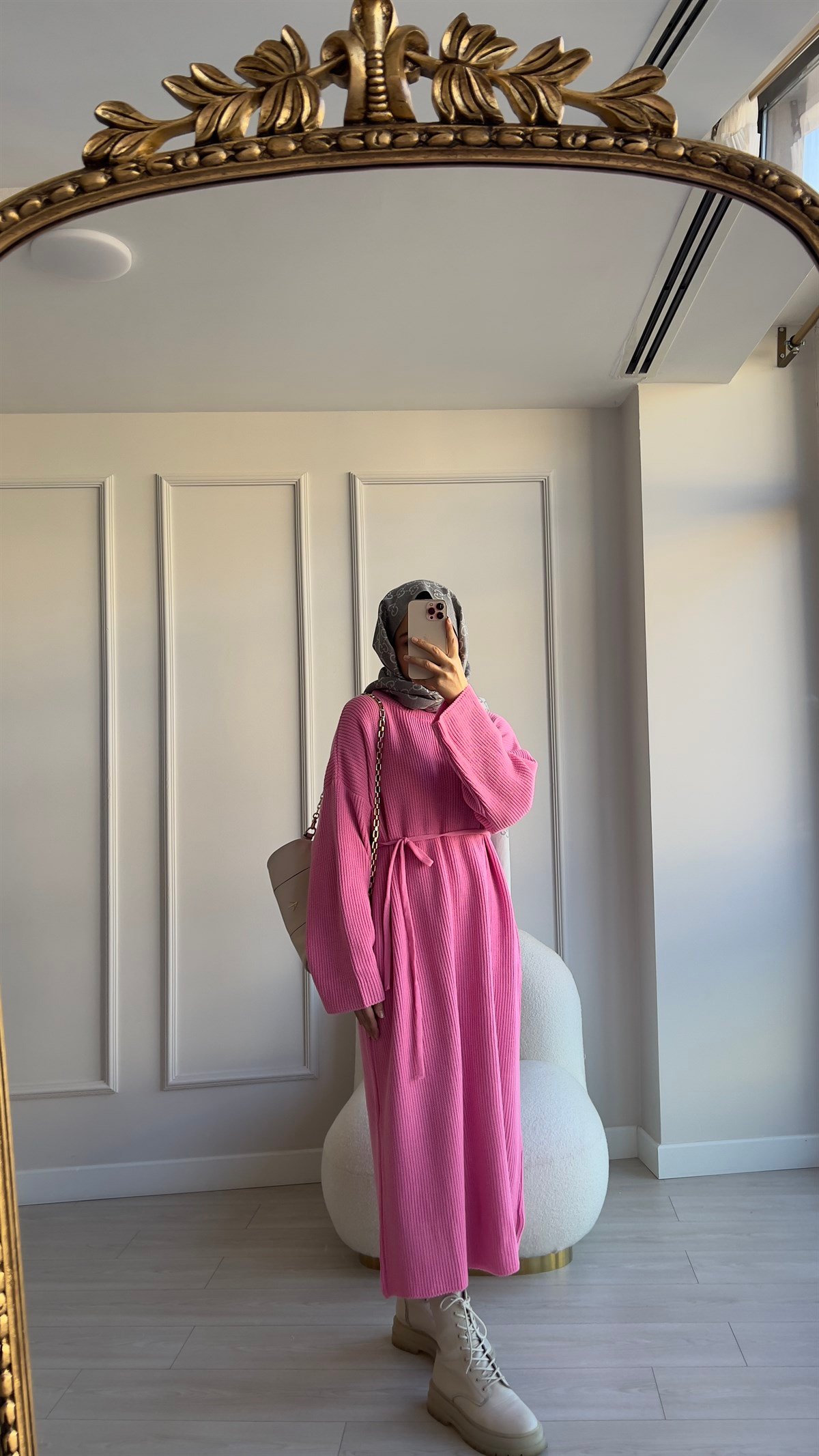 Triko Elbise --Pembe 