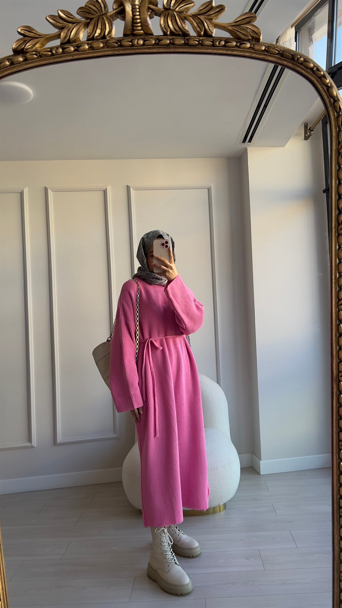 Triko Elbise --Pembe 