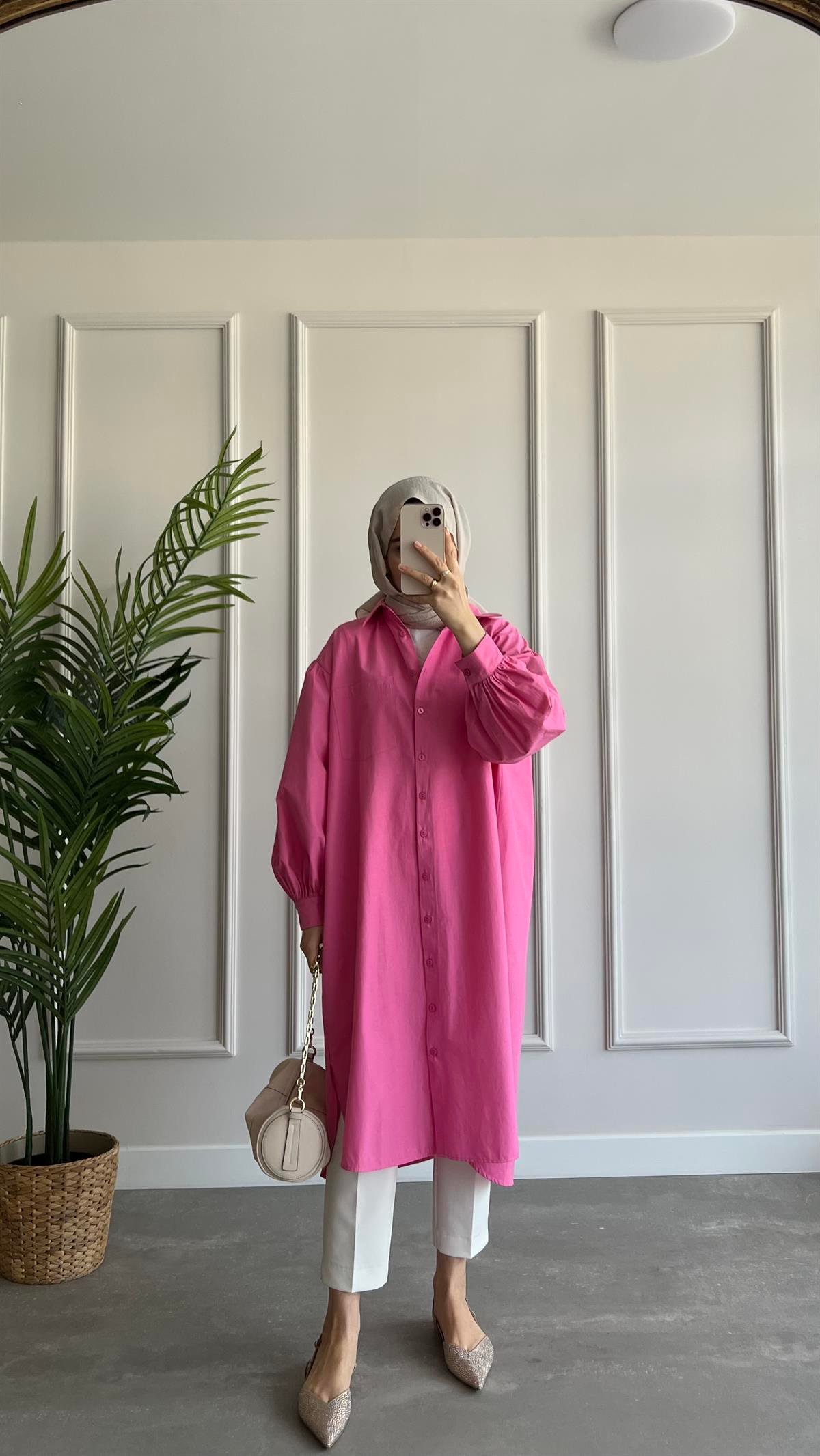 Uzun Oversize Poplin Gömlek