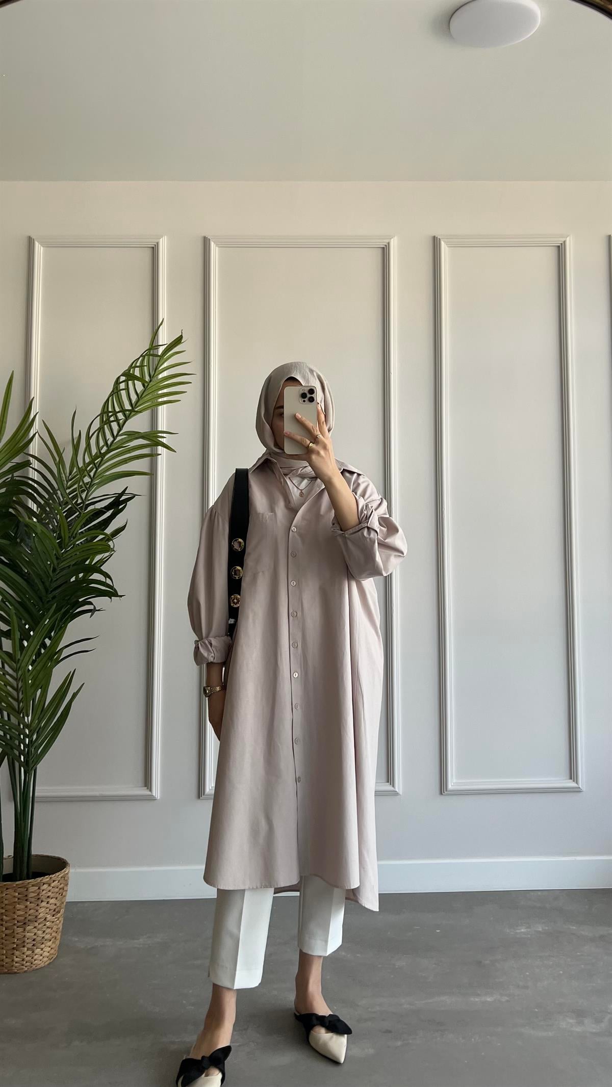 Uzun Oversize Poplin Gömlek