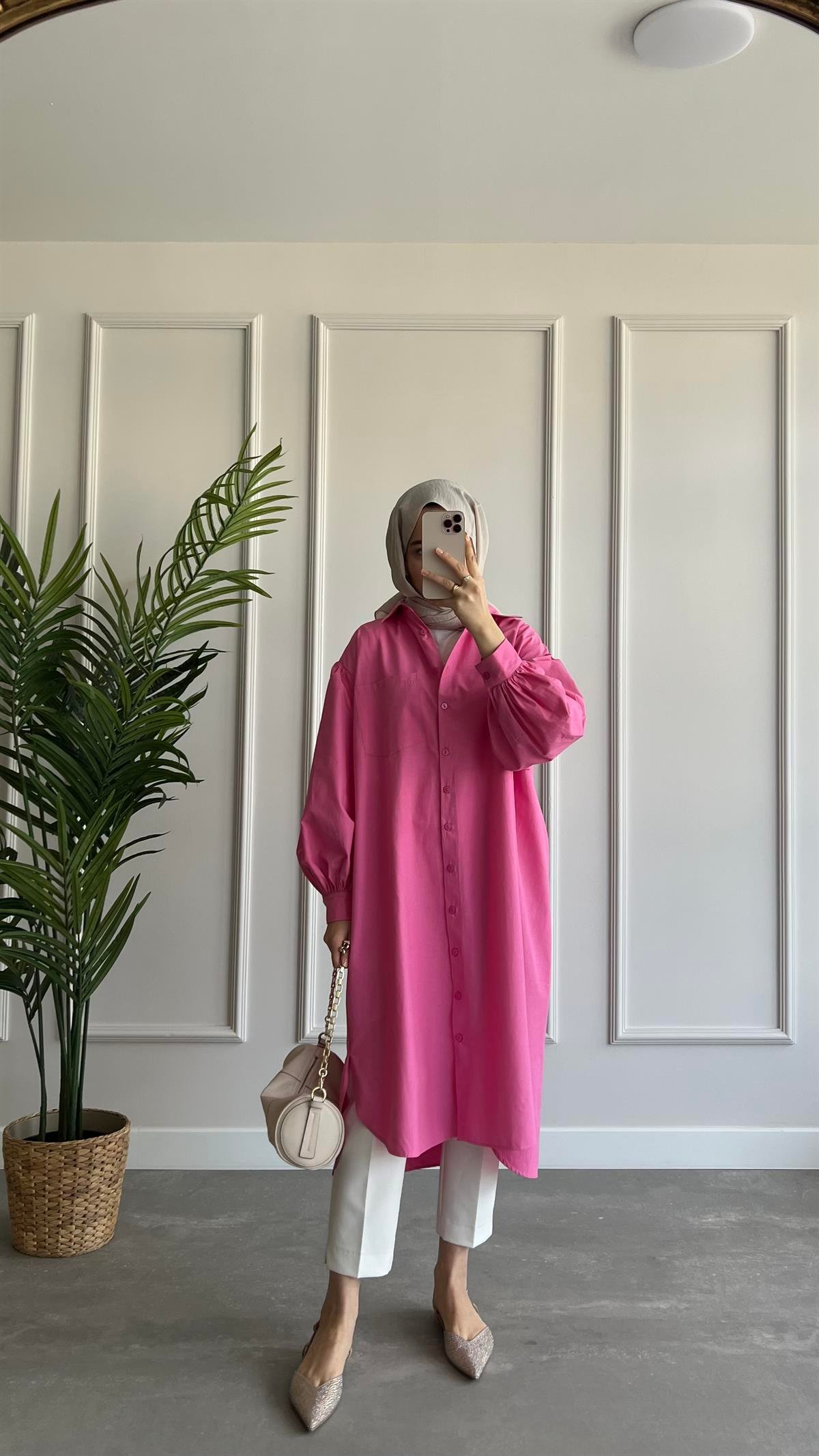 Uzun Oversize Poplin Gömlek