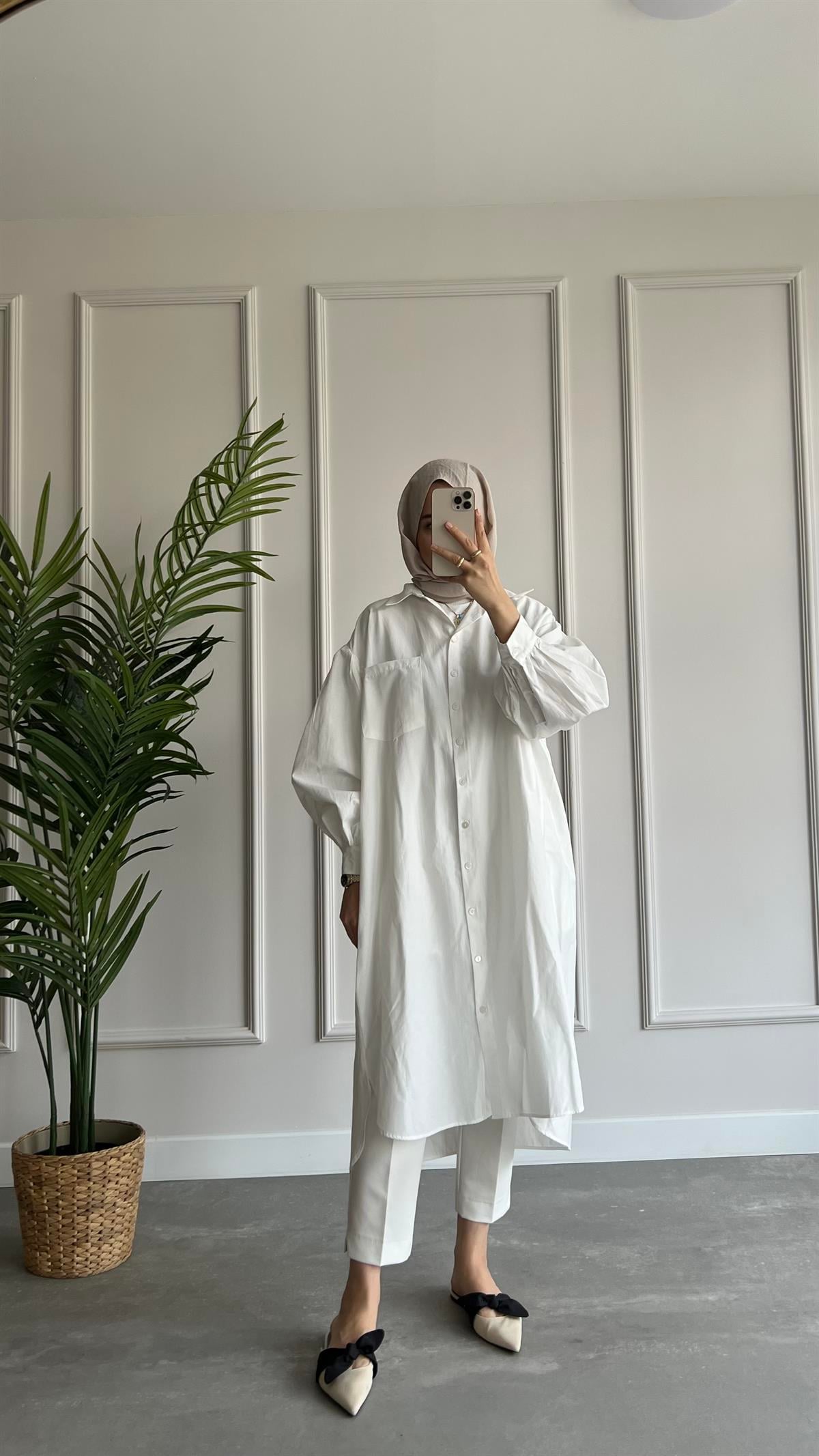 Uzun Oversize Poplin Gömlek