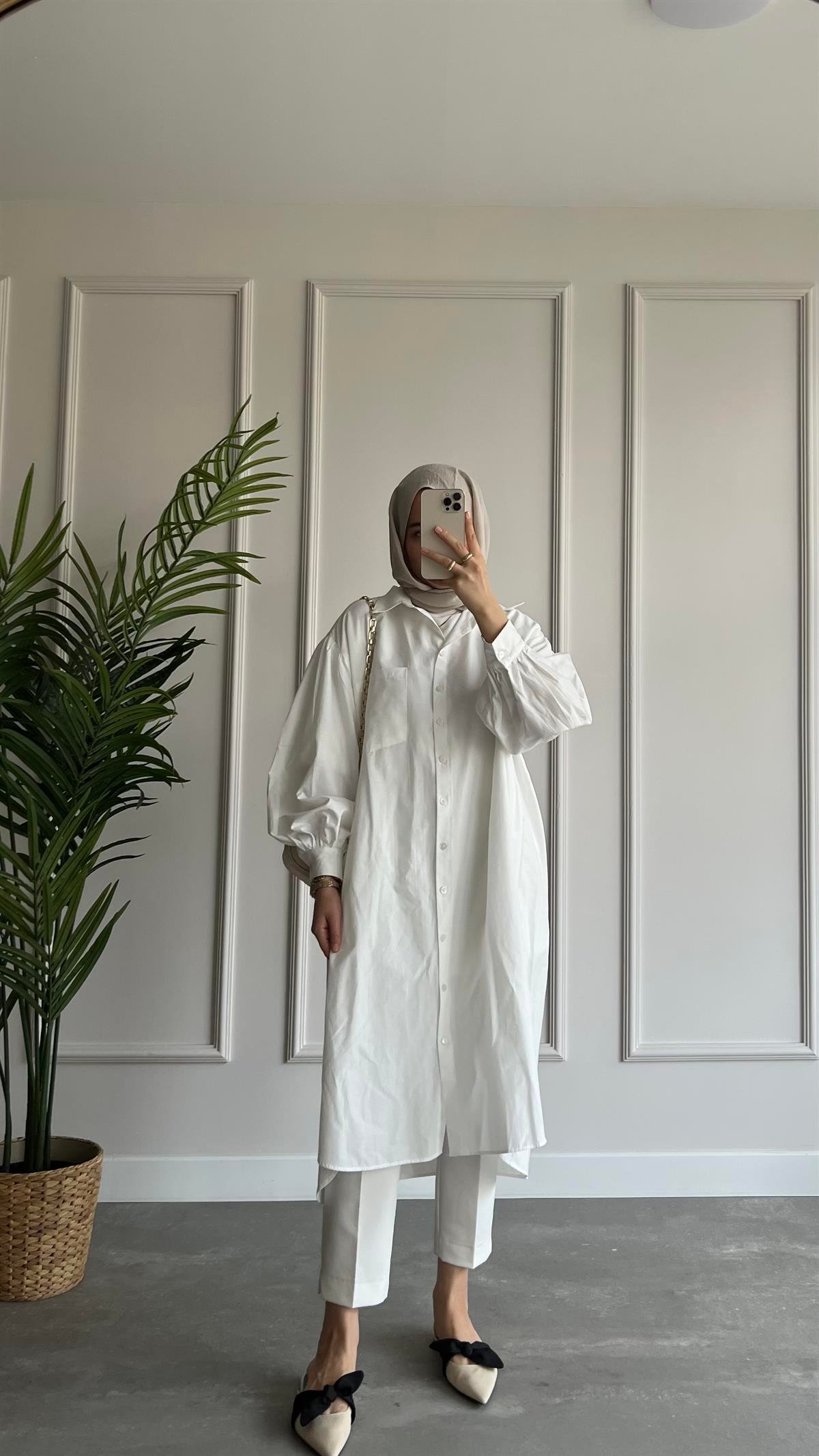 Uzun Oversize Poplin Gömlek