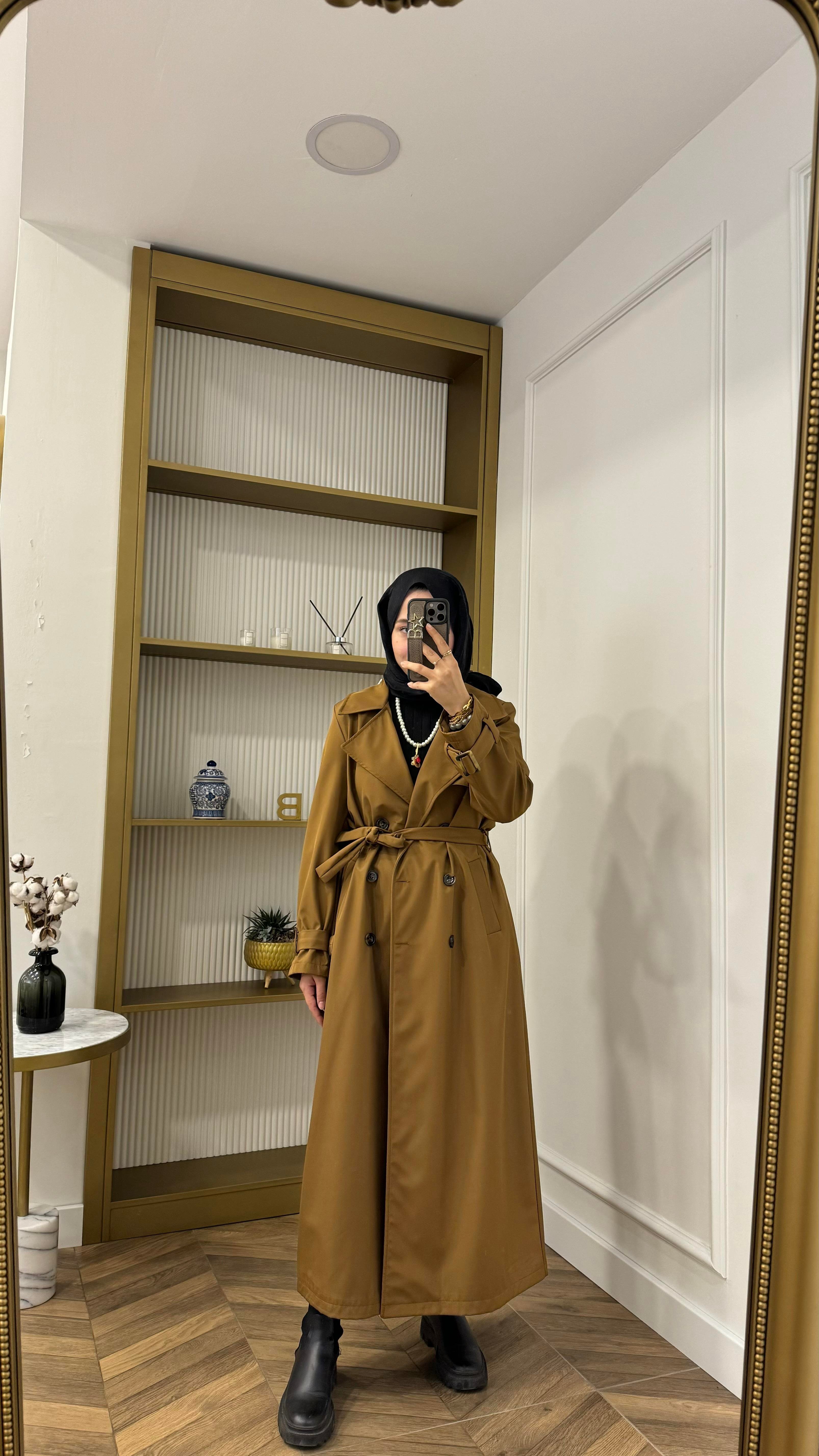 Uzun Premium Trençkot Camel 