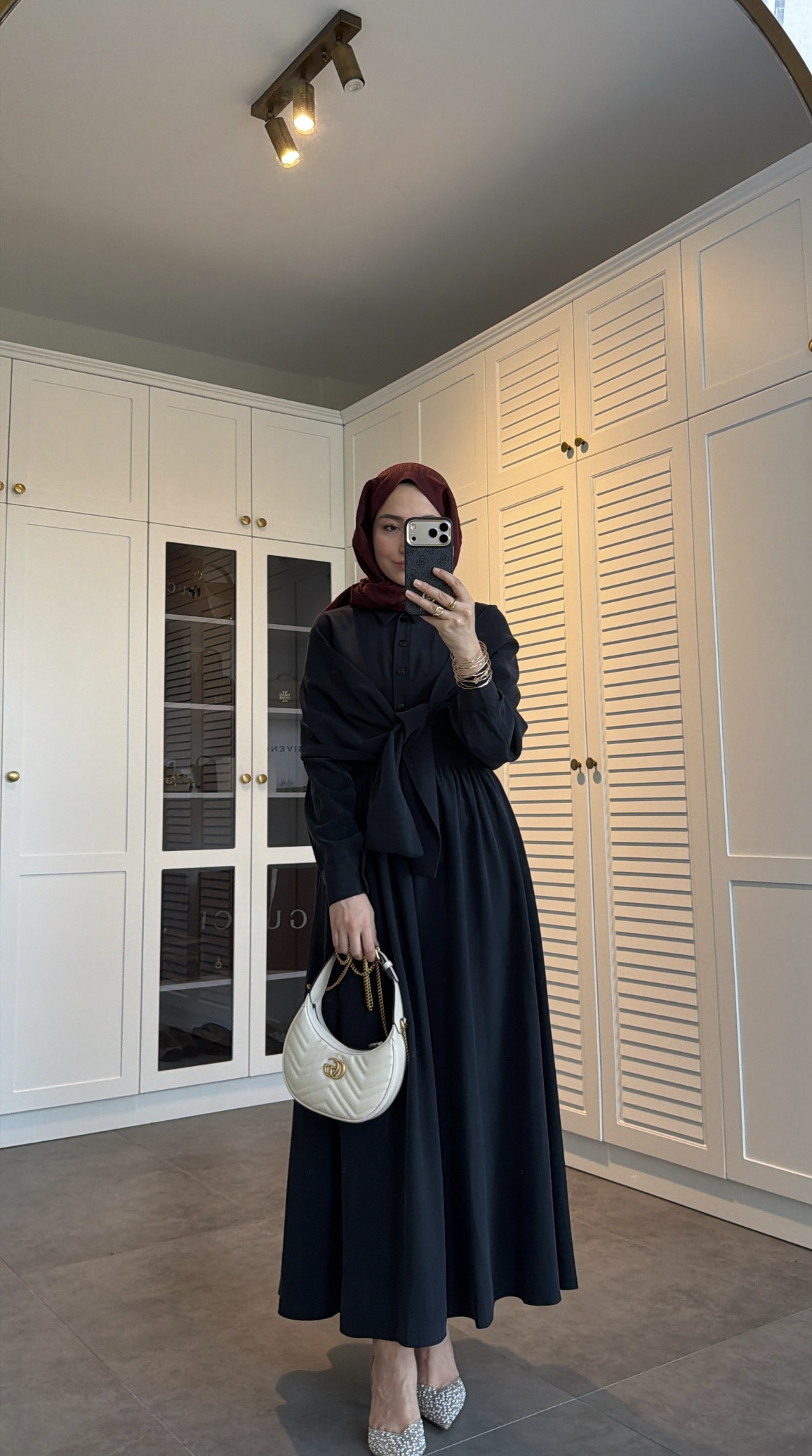Vera Fular Detaylı Elbise Siyah