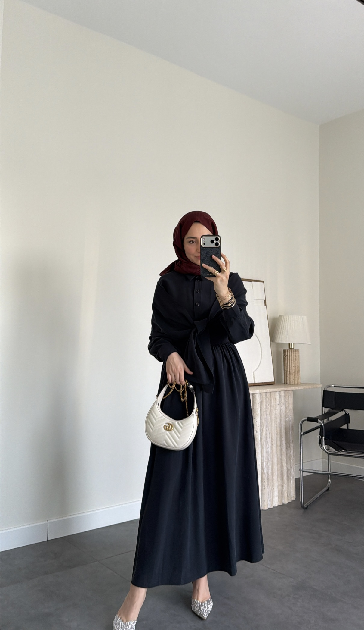 Vera Fular Detaylı Elbise Siyah