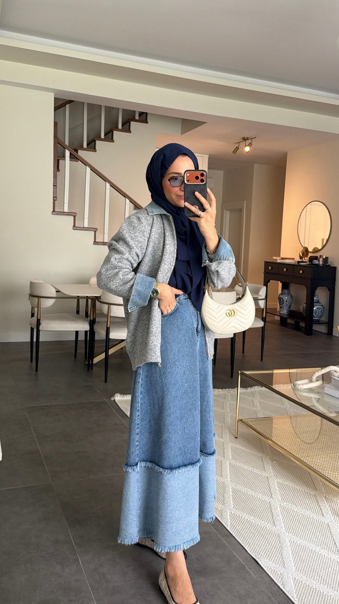Vintage  Denim Etek Açık Mavi