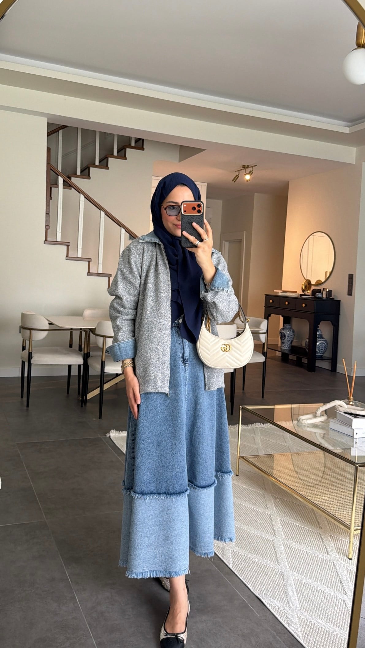 Vintage  Denim Etek Açık Mavi