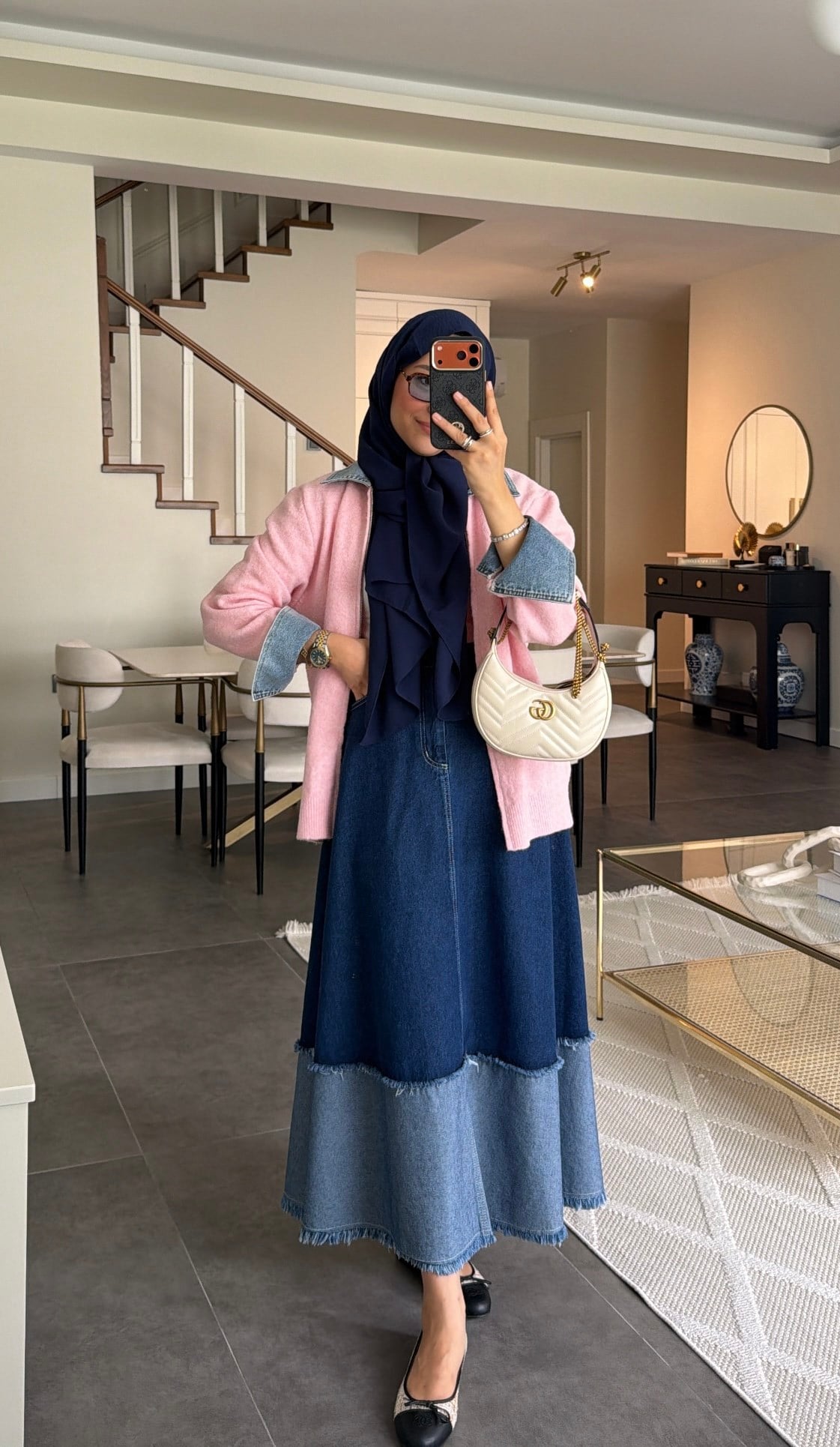 Vintage  Denim Etek Lacivert