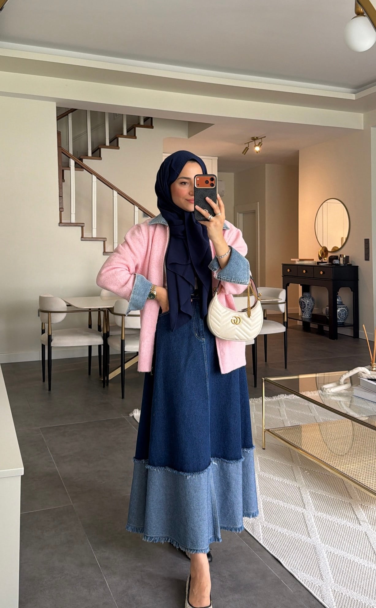Vintage  Denim Etek Lacivert