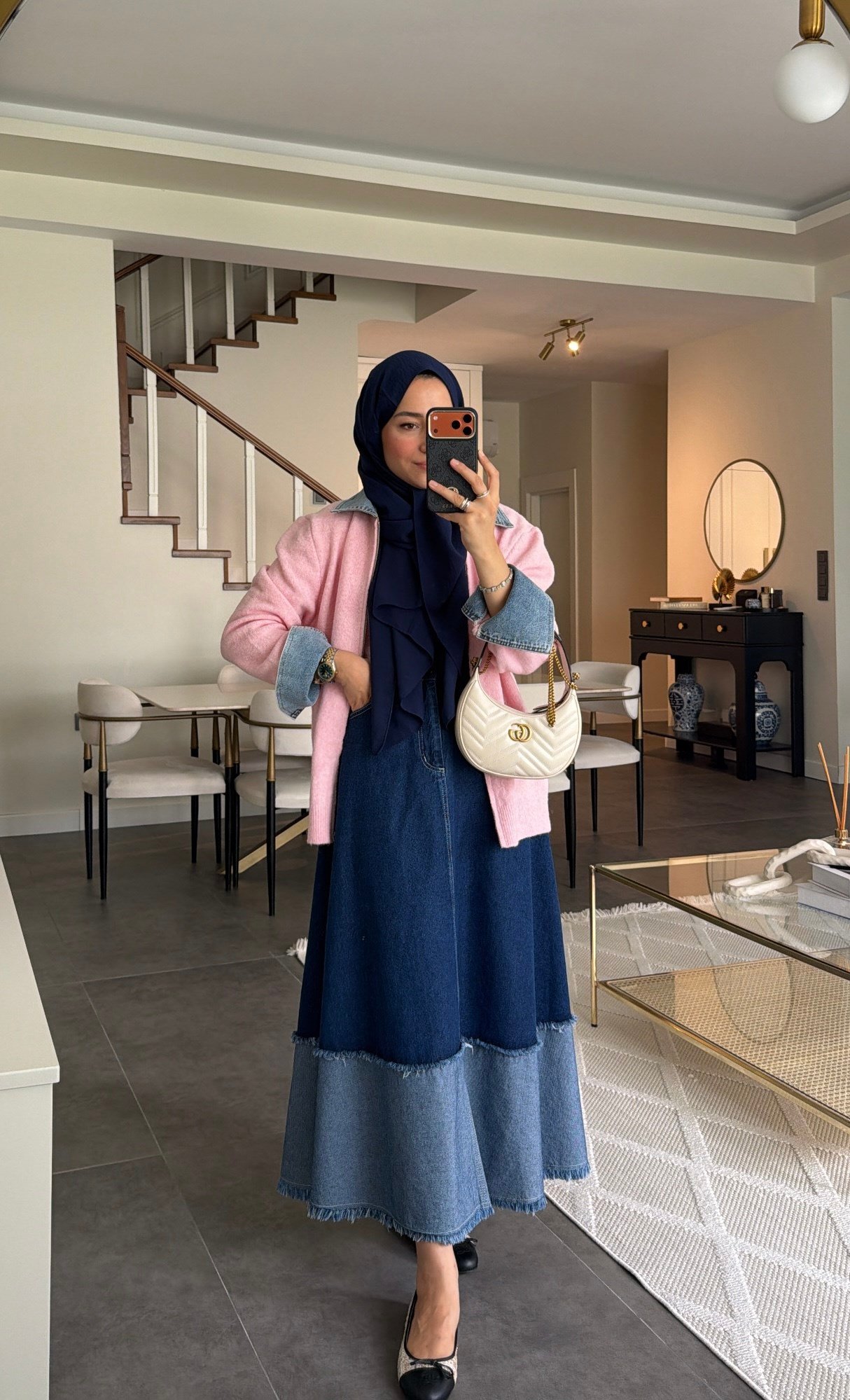 Vintage  Denim Etek Lacivert