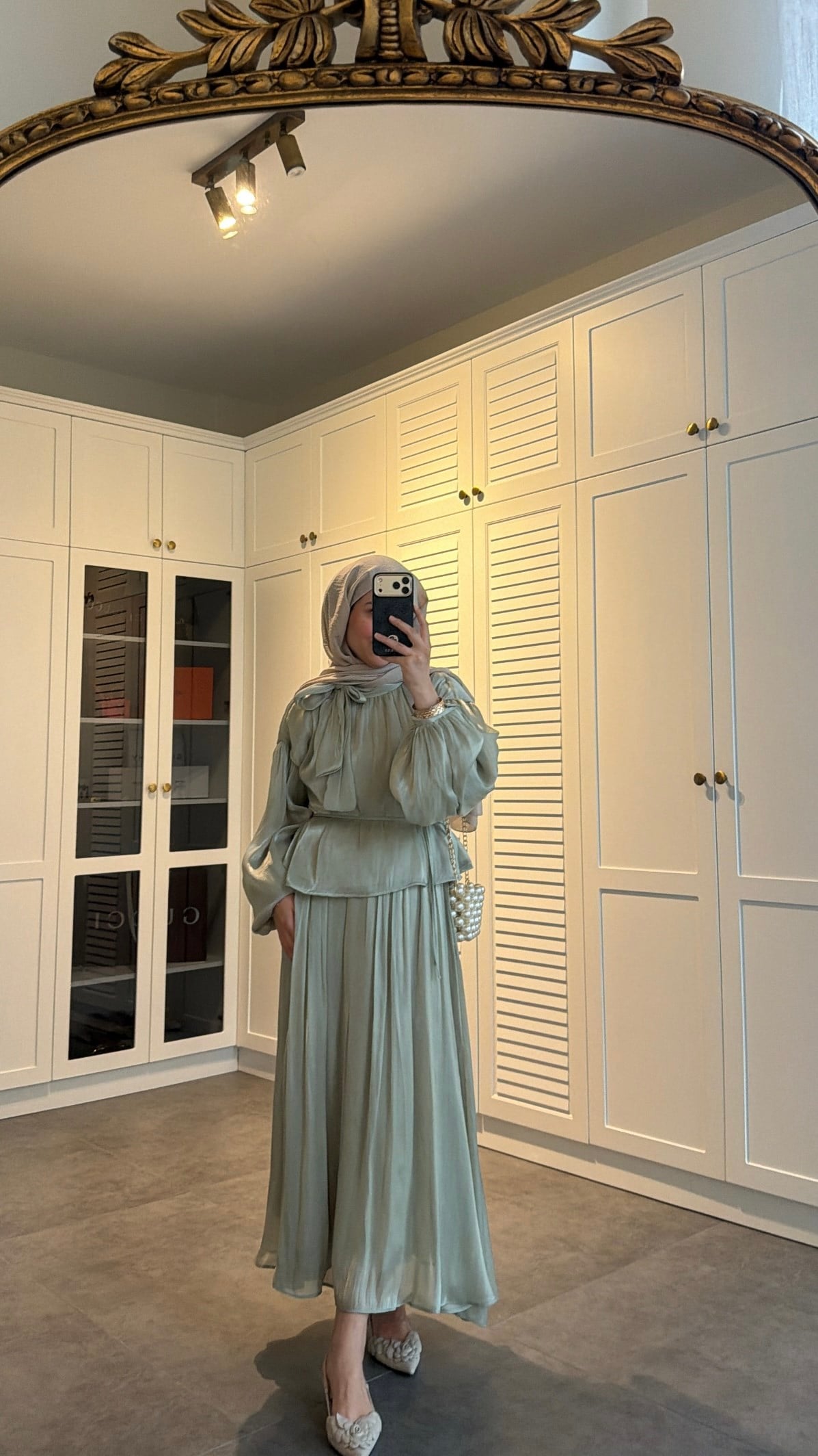 Yaka Detay Saten Tül Tasarım Takım  Çağla