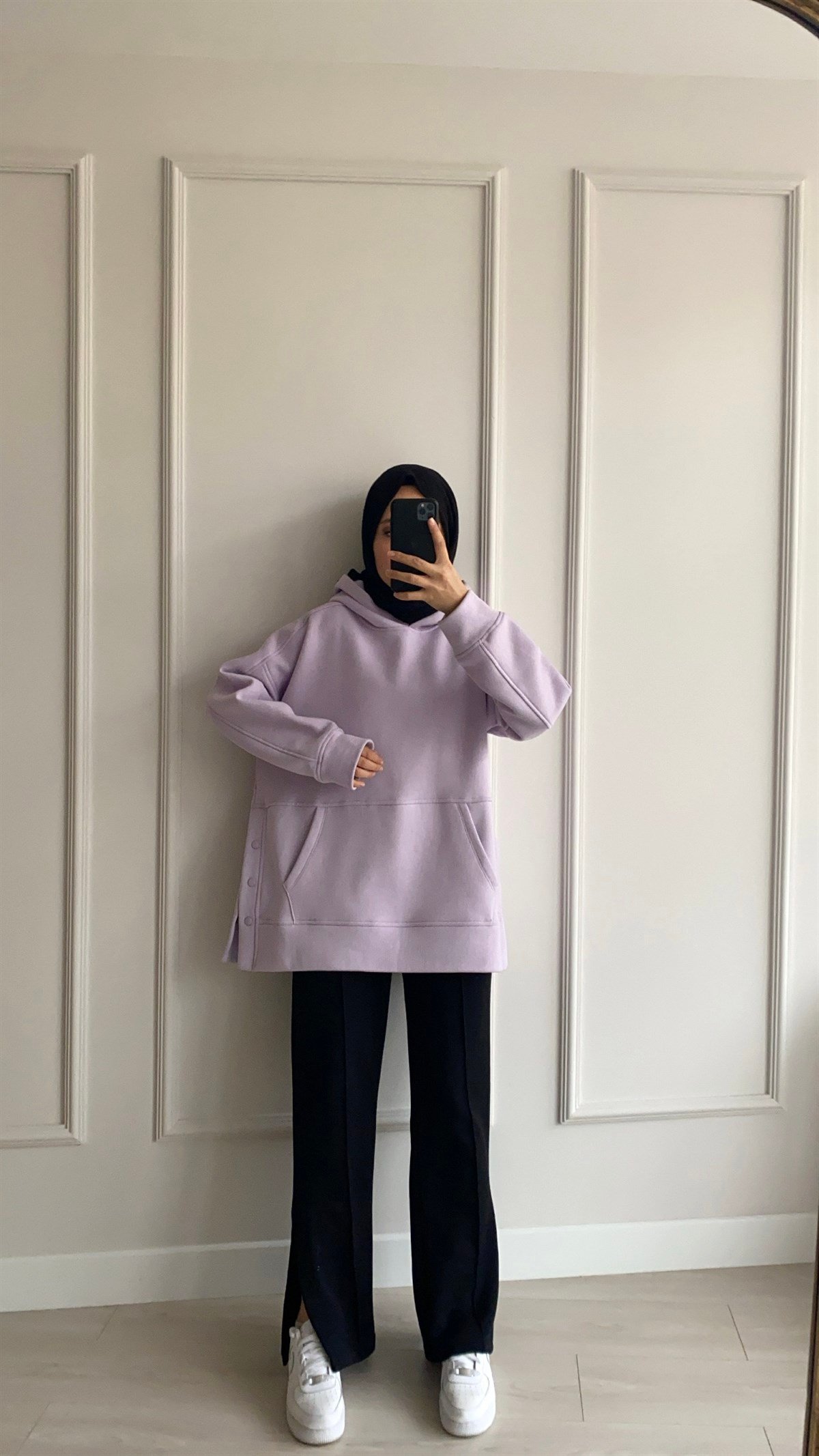 Yanları Çıt Çıt Detaylı Lila Sweatshirt 