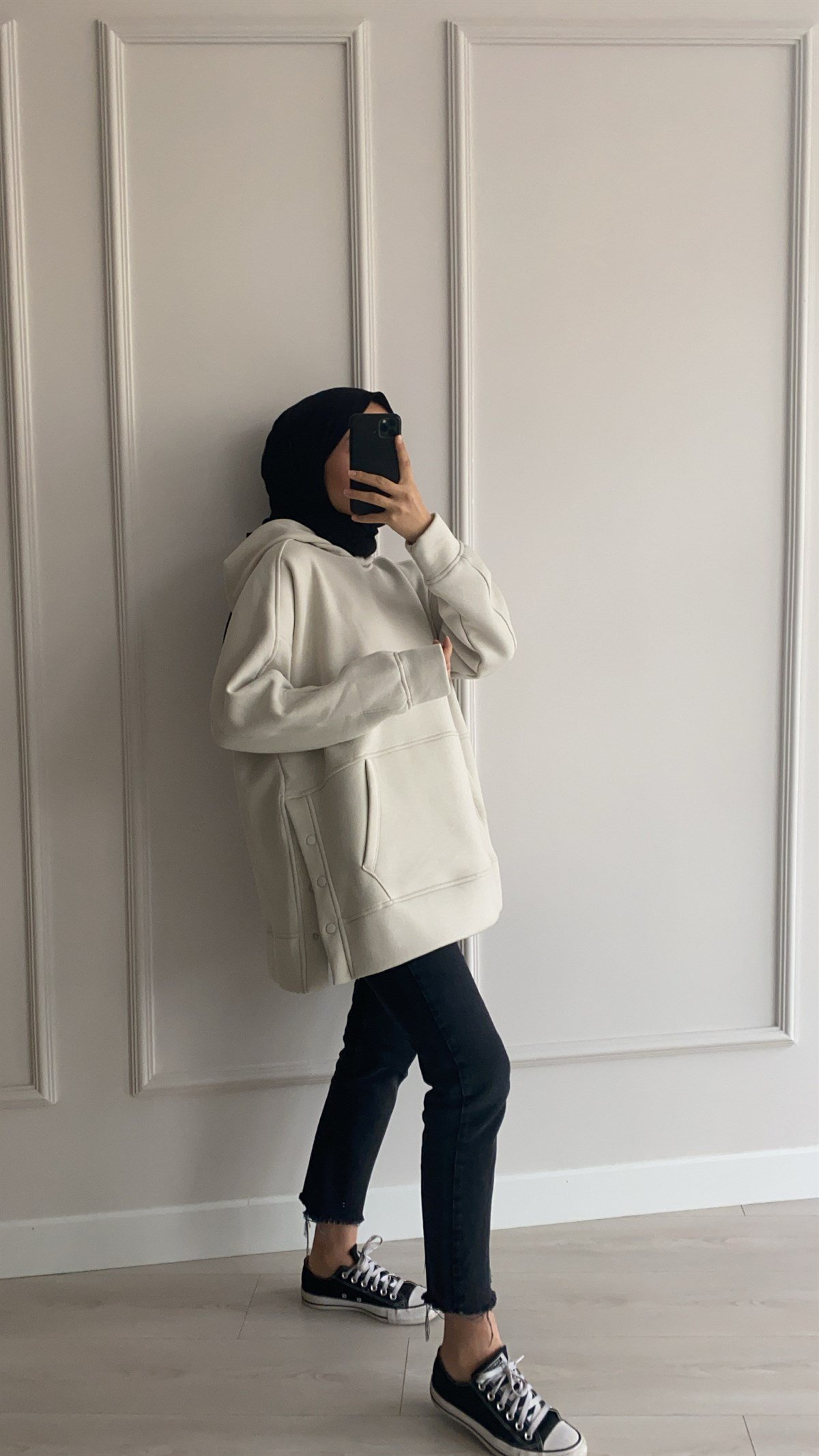 Yanları Çıt Çıt Detaylı Taş Sweatshirt 