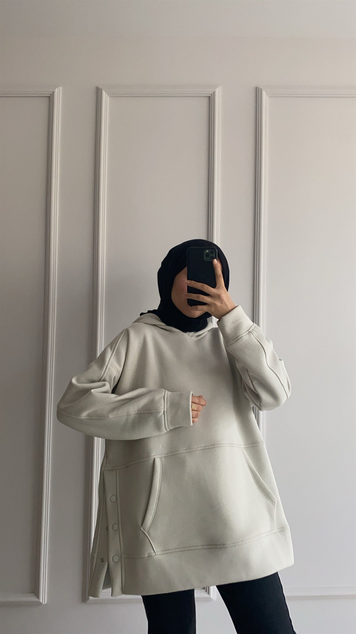Yanları Çıt Çıt Detaylı Taş Sweatshirt 