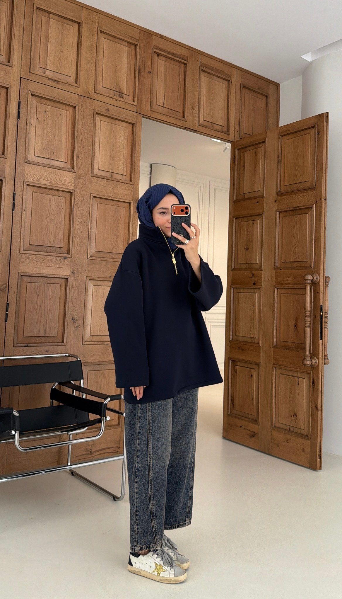 Yarım Fermuarlı Dik Yaka Sweatshırt Lacivert