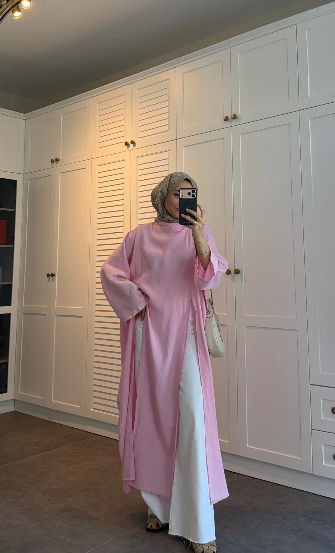 Yırtmaç Detay Tunik  Pembe