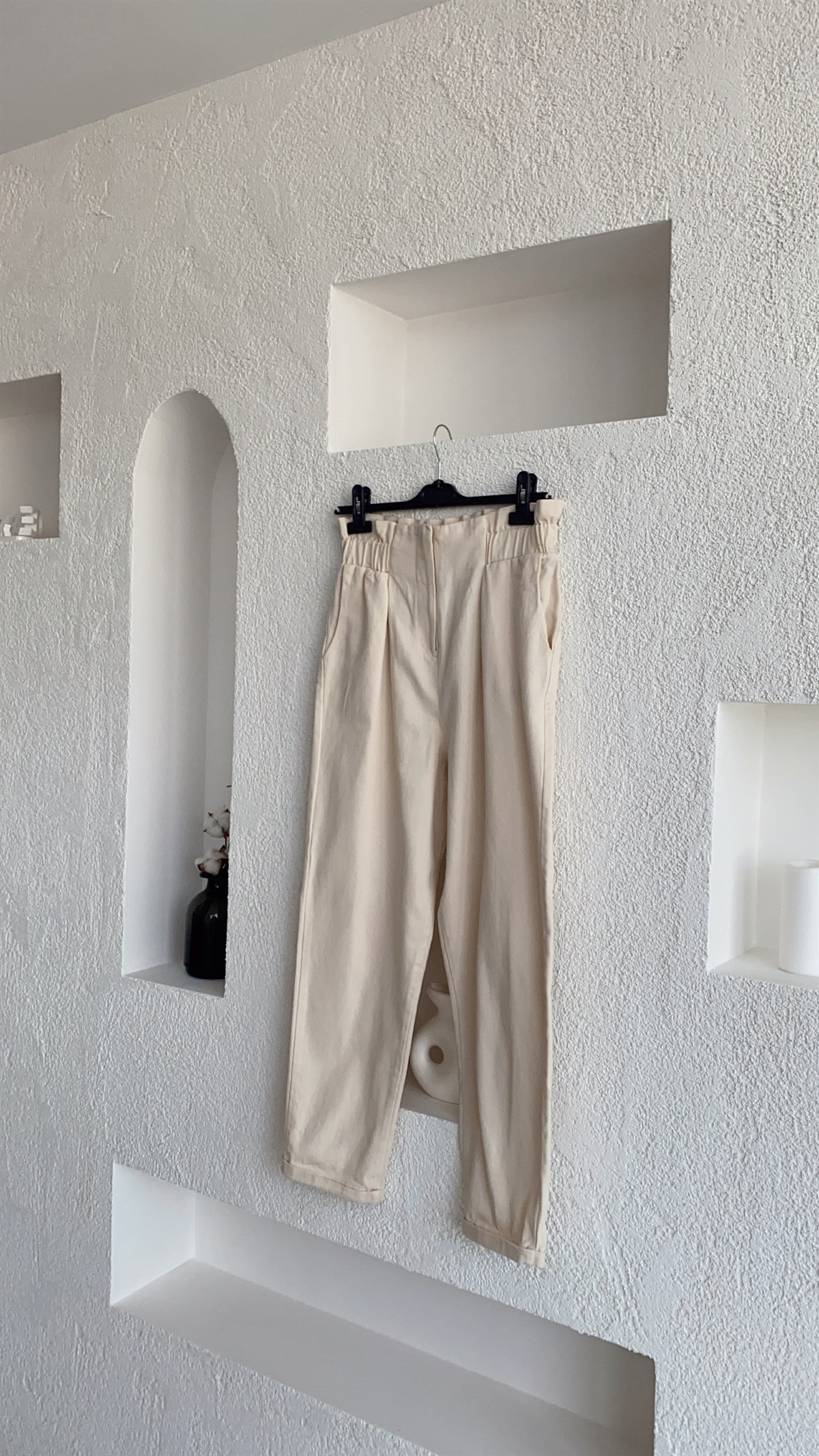 Yüksek Bel Beli Lastikli Pantolon 