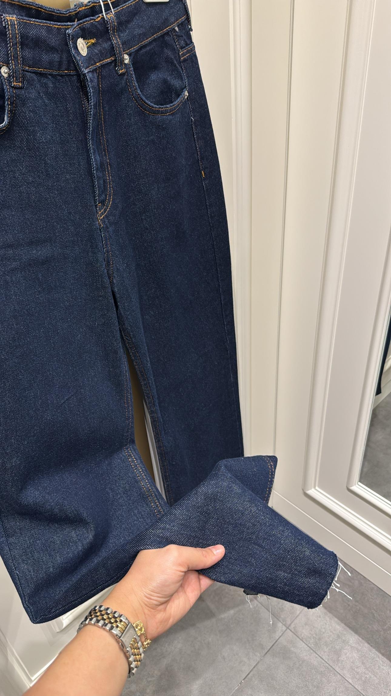 Zara Model Ultra Yüksek Belli Kesik Düz Paça Jean Lacivert 
