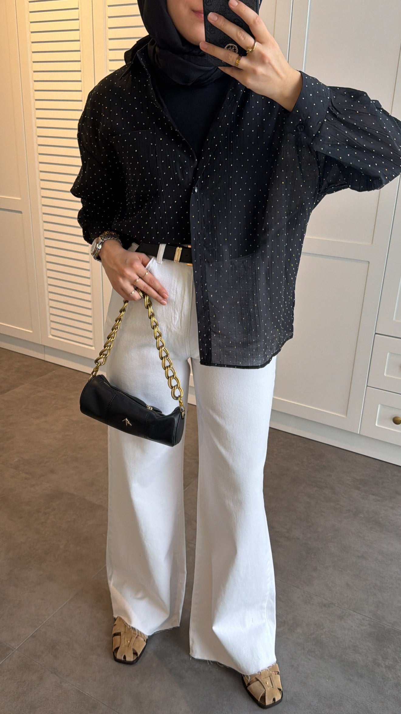 Zr Model Kemerli Wide Leg Jean Beyaz
