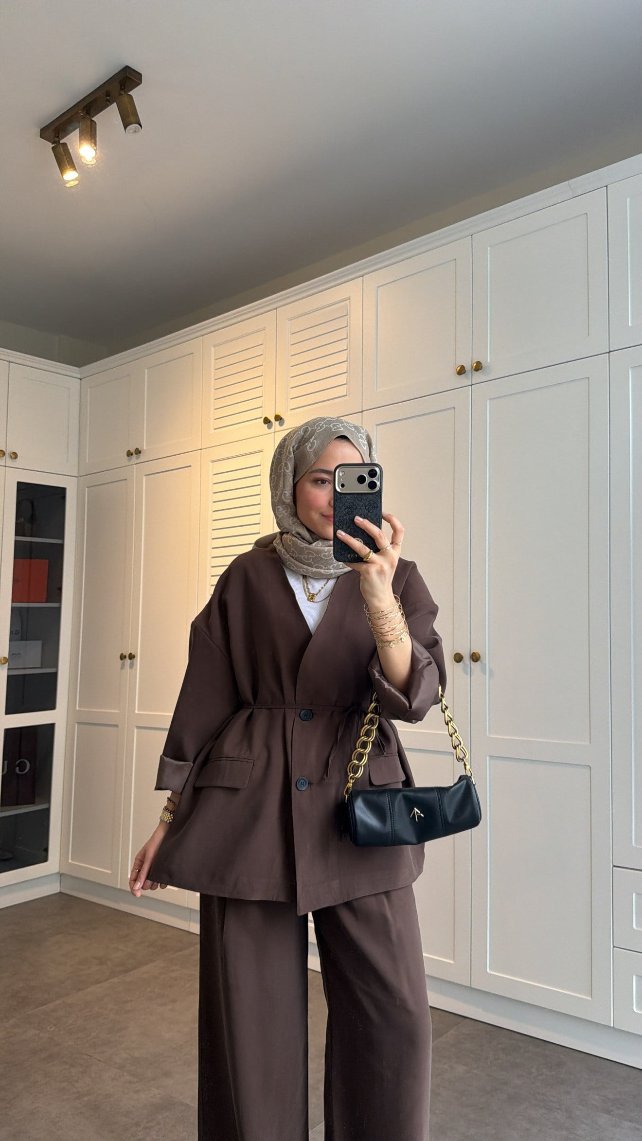 Zra Model Düğmeli Modal Takım Kahve