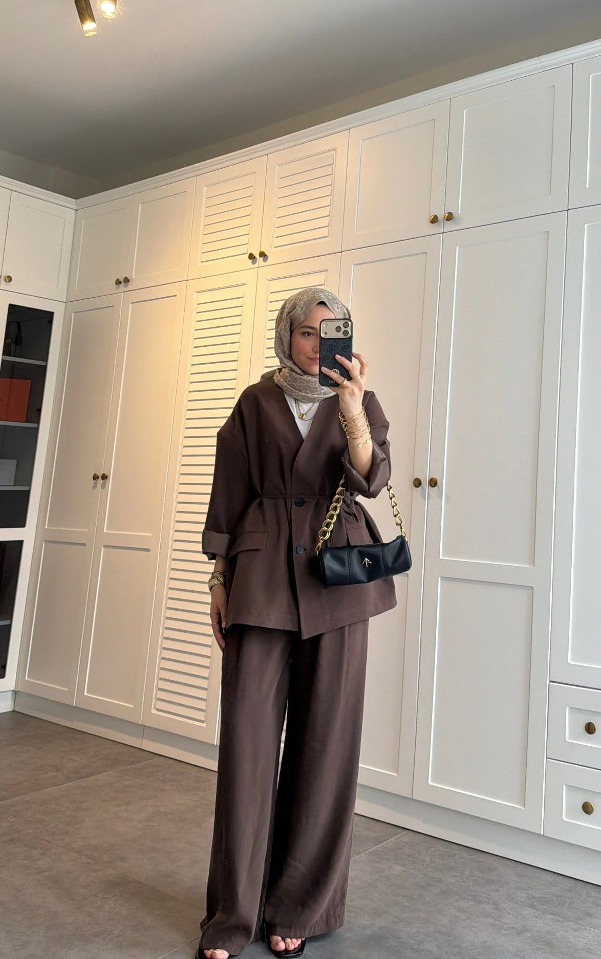 Zra Model Düğmeli Modal Takım Kahve
