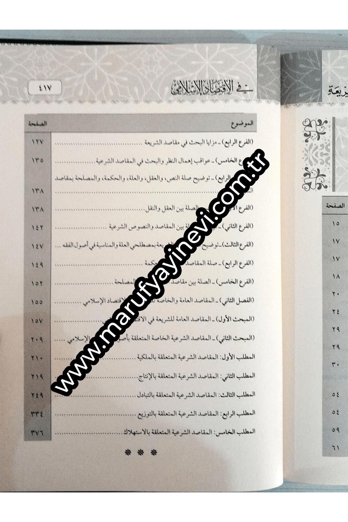 مـقـاصـد الـشـريـعـة فـي الإقـتـصـاد الإسـلامـي - Makasıdu Şeria  Fil İktisad İslamiyye Dar'Ül Risaletü NaşirunMuhtelif Ürün