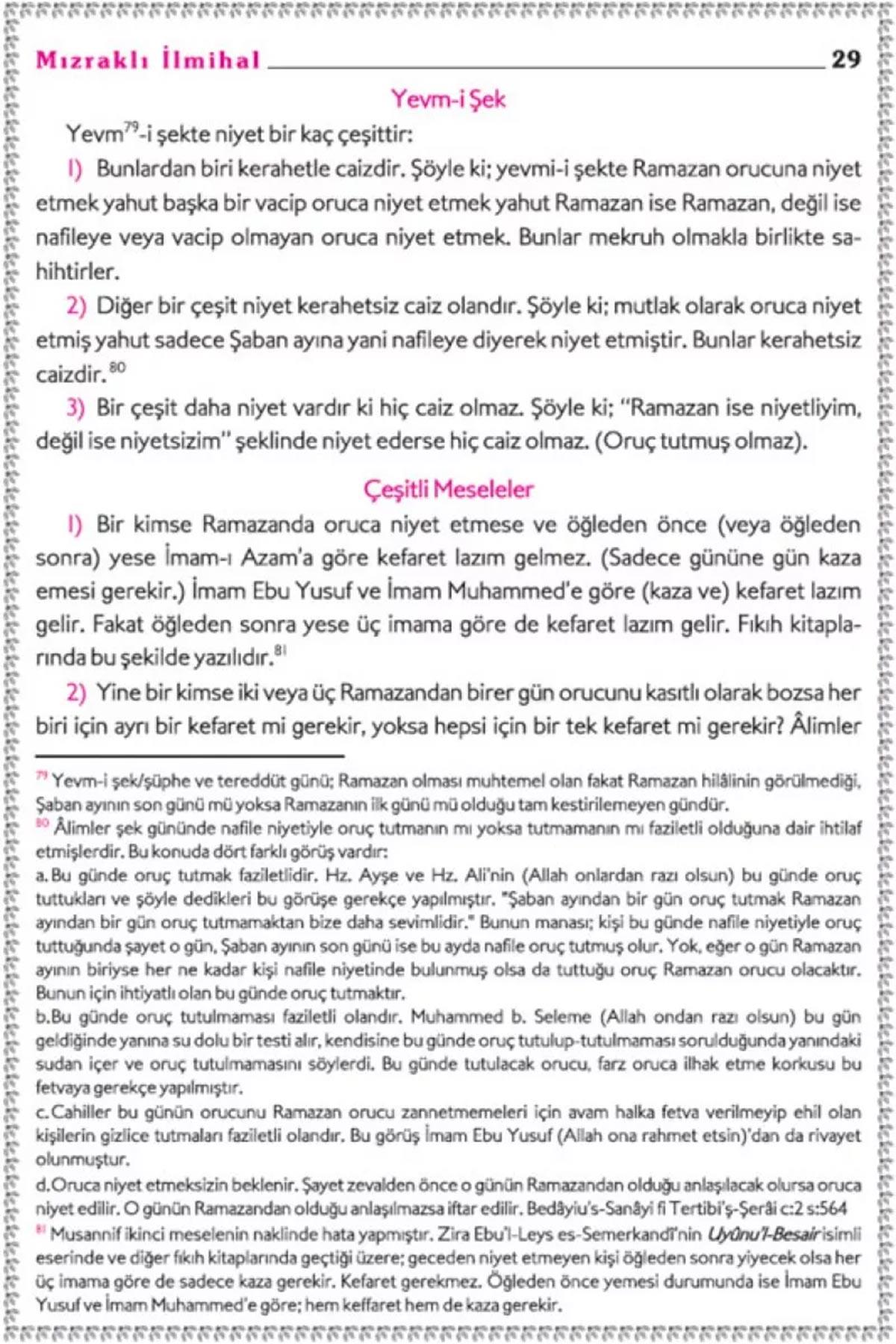 Mızraklı İlmihal Tercümesi Fatih KalenderKitap Kalbi YayıncılıkDin