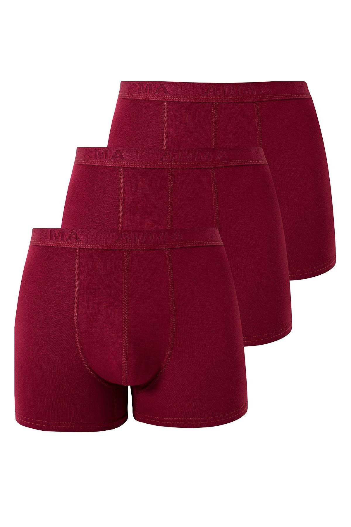  Erkek Bordo Bambu Boxer 3'lü Paket