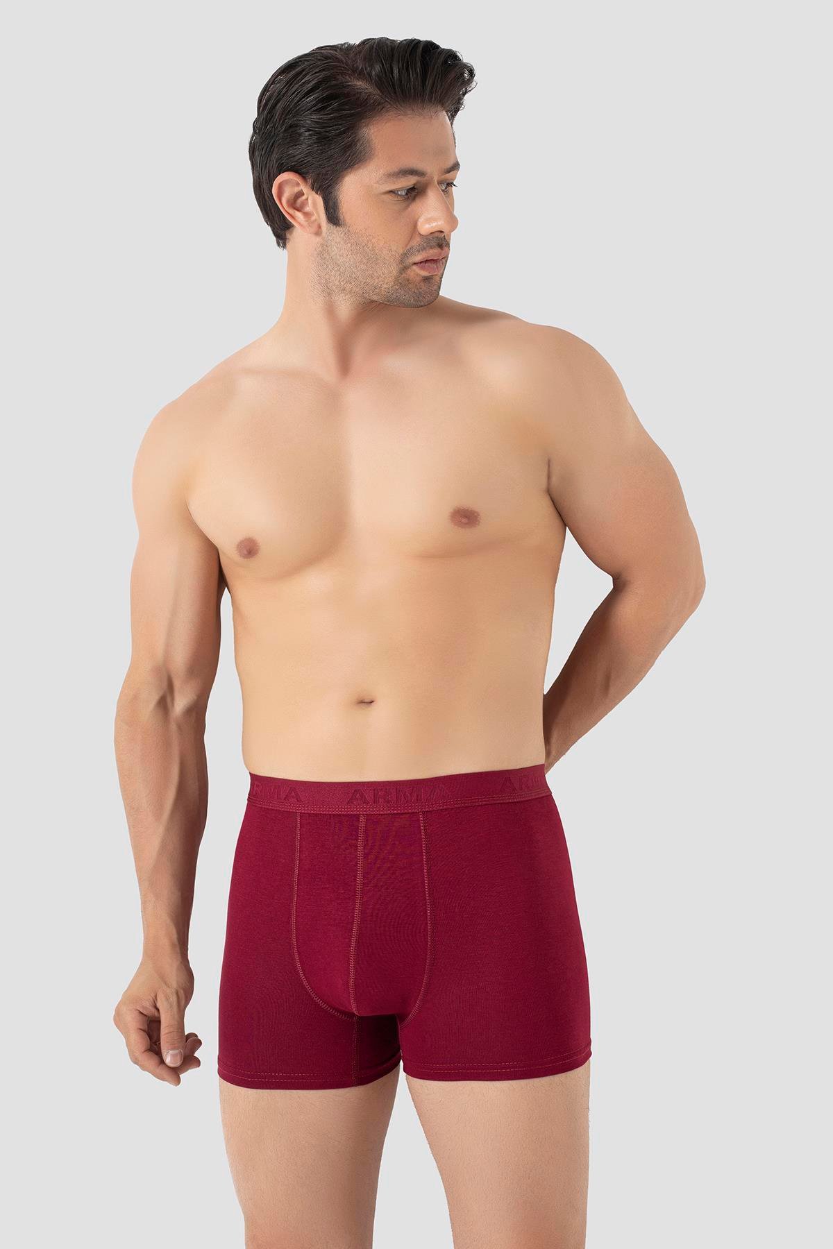  Erkek Bordo Bambu Boxer 3'lü Paket