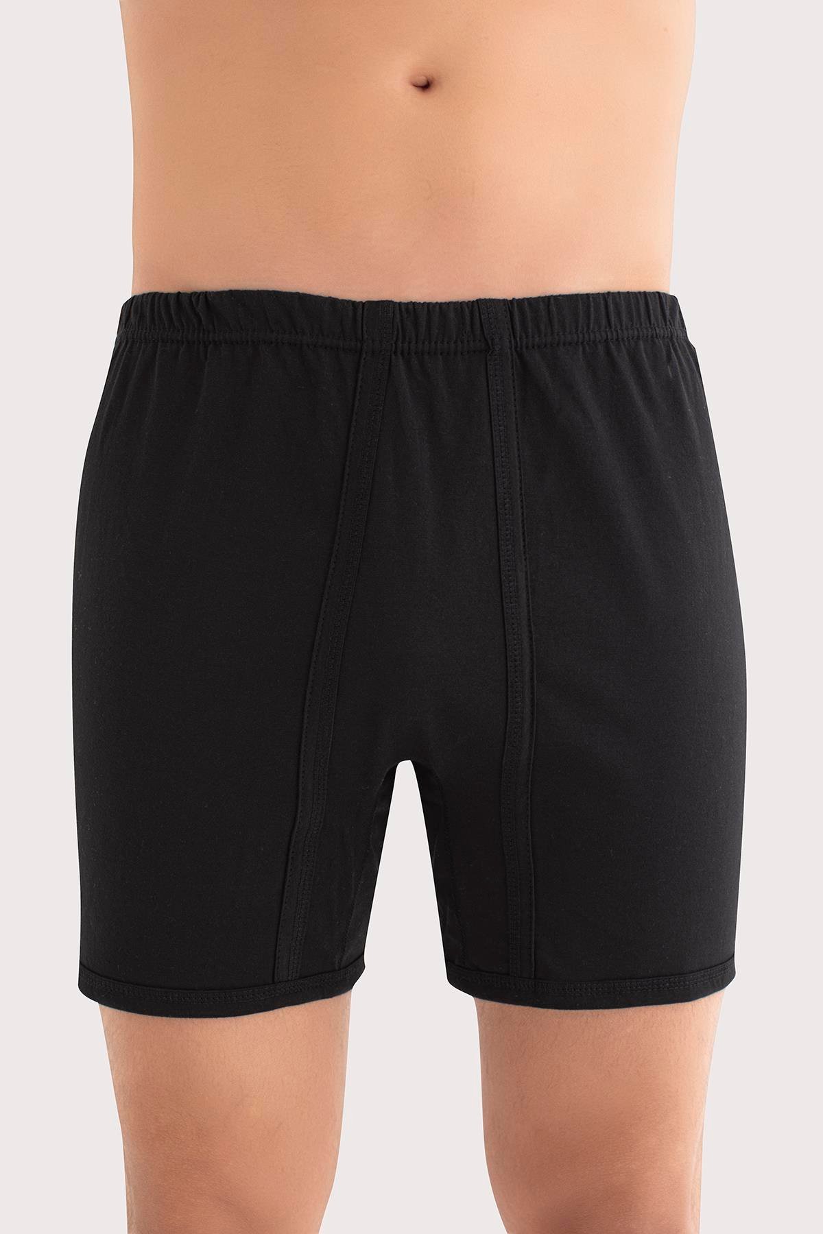  Erkek Paçalı Külot Boxer 6'lı Paket Siyah %100 Pamuk Penye 