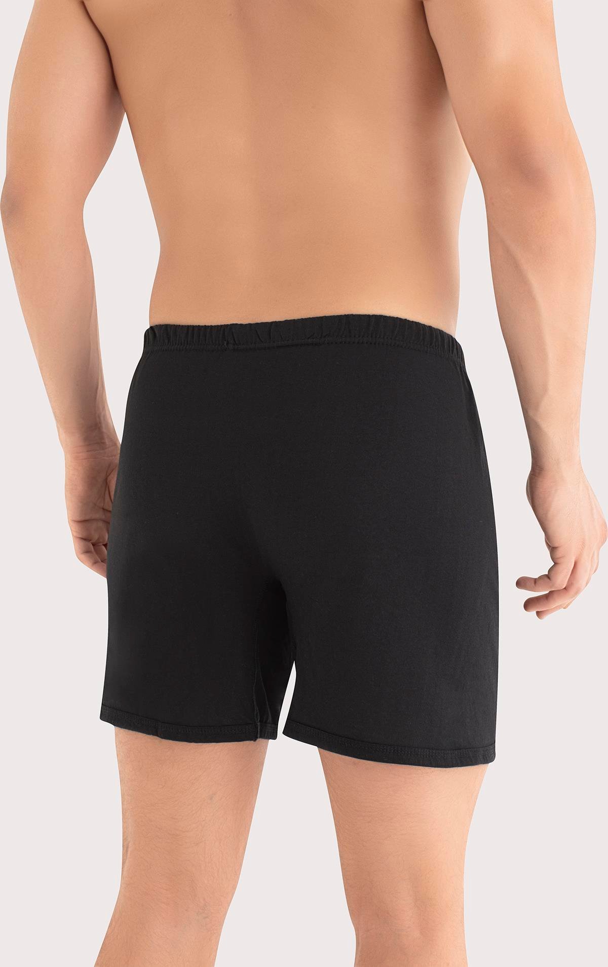  Erkek Paçalı Külot Boxer 6'lı Paket Siyah %100 Pamuk Penye 