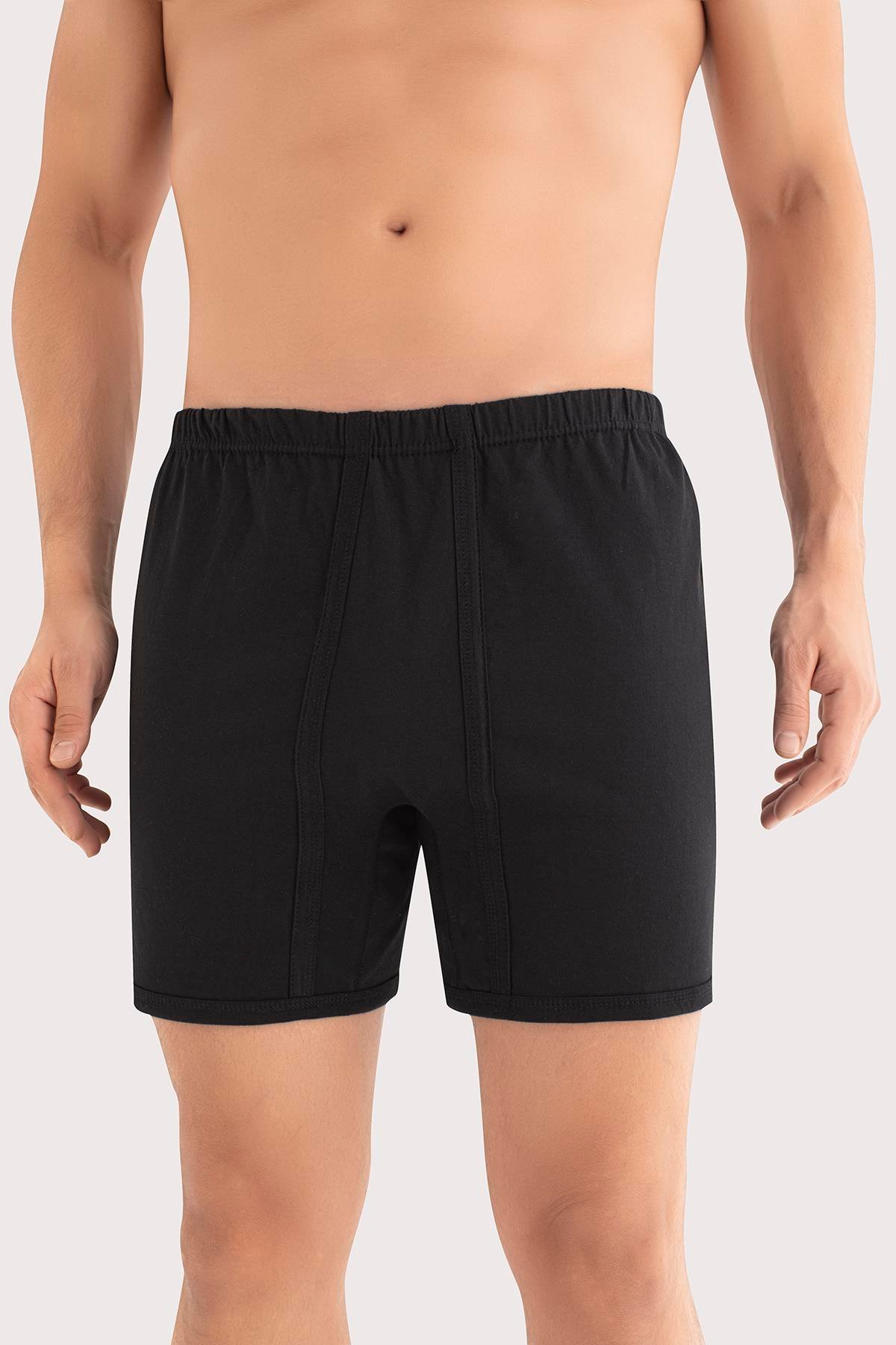  Erkek Paçalı Külot Boxer 6'lı Paket Siyah %100 Pamuk Penye 