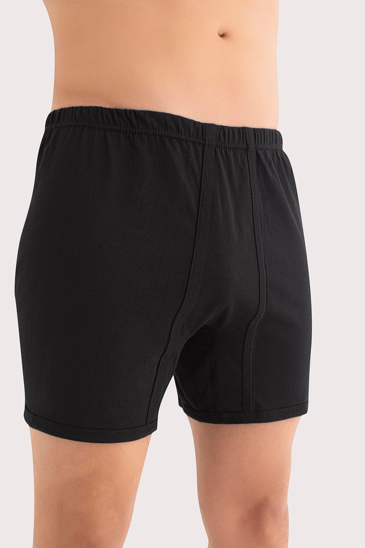  Erkek Paçalı Külot Boxer 6'lı Paket Siyah %100 Pamuk Penye 